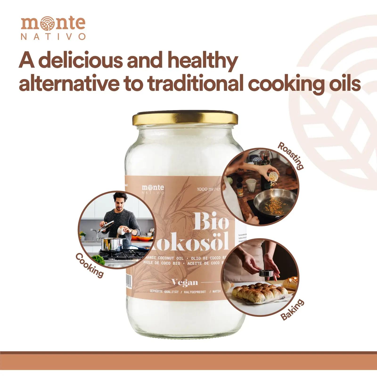 Monte Nativo orgaaniline kookosõli 3×1 l – mitmekülgne kasutus – kasutusnäide
