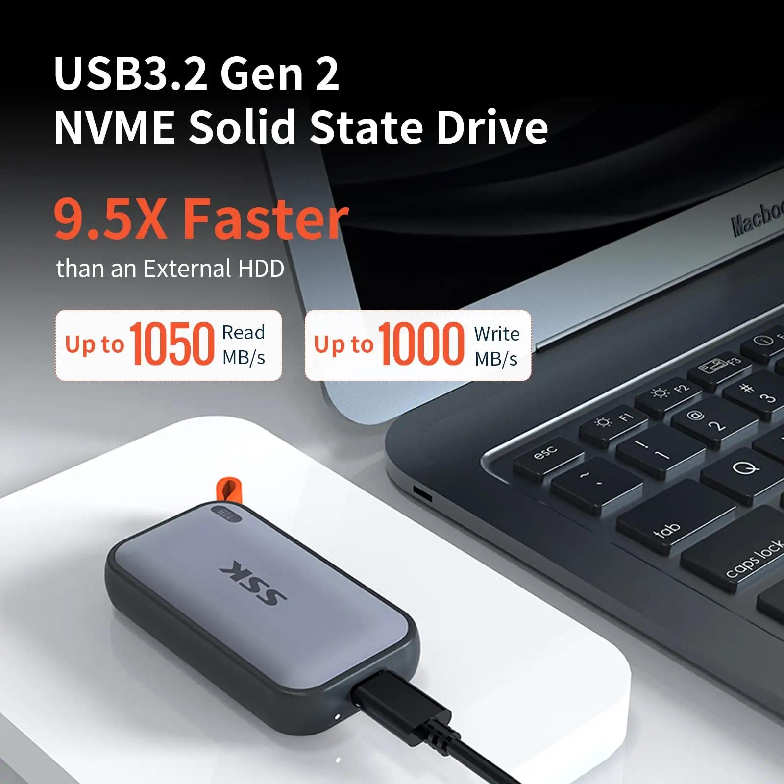 SSK metallist kaasaskantav NVMe SSD 1TB – kiire ja vastupidav – detailne vaade