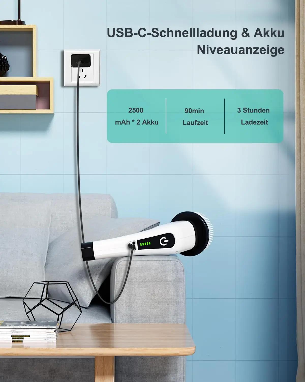 Leebein elektriline puhastushari — reguleeritav käepide ja tugev – pakend ja tarvikud