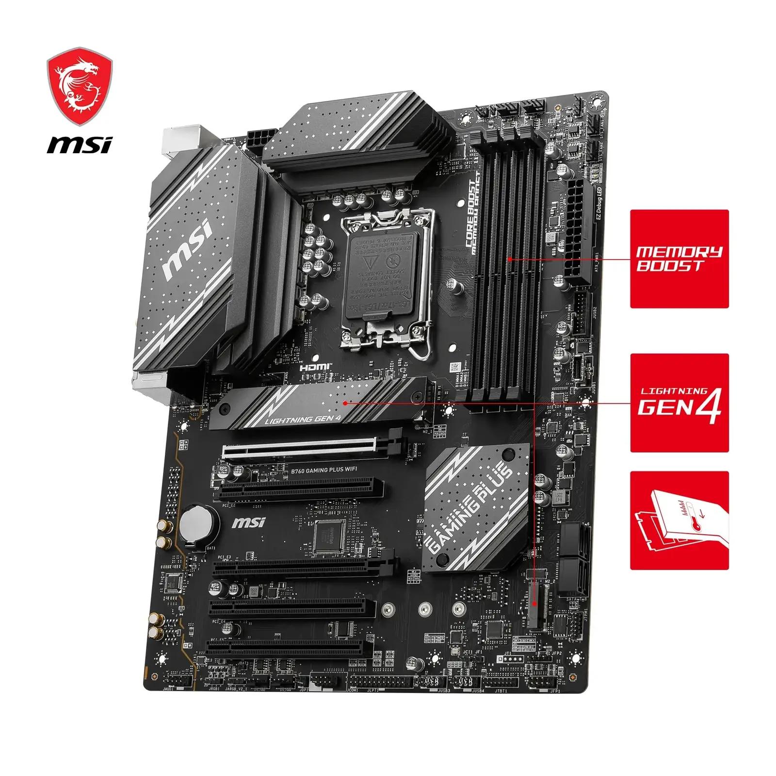 MSI mängumainboard ATX DDR5 – kiire ja stabiilne platvorm – pakend ja tarvikud