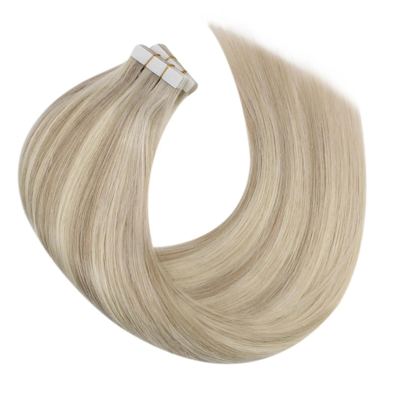 Moresoo naturaalne blond pikk tape-pistik 55 cm – tihe ja pehme – pilt 8