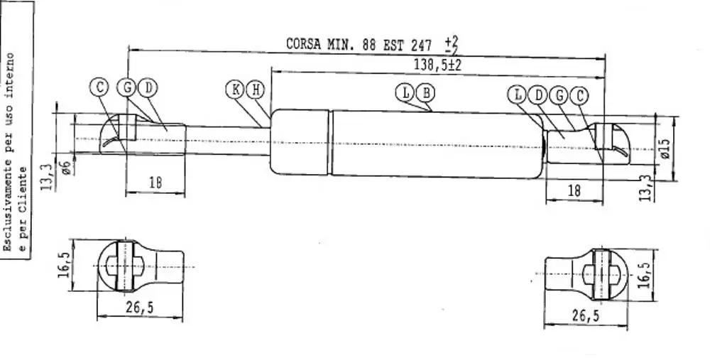 Stabilus tugev gaasivedru 160 N — vastupidav kaitse – detailne vaade
