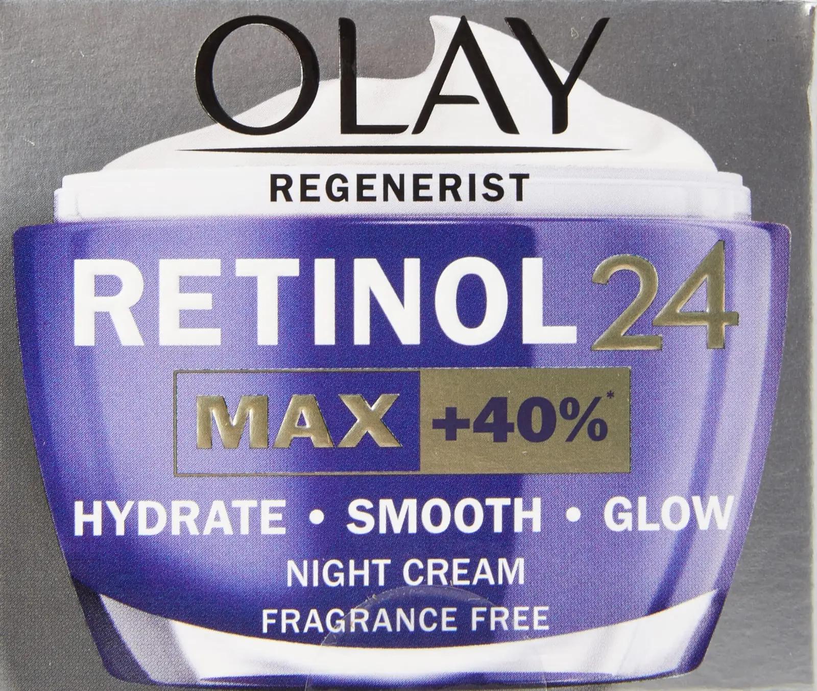 Olay retinoolne öökreem – intensiivne naha uuendaja 50 ml – pakend ja tarvikud