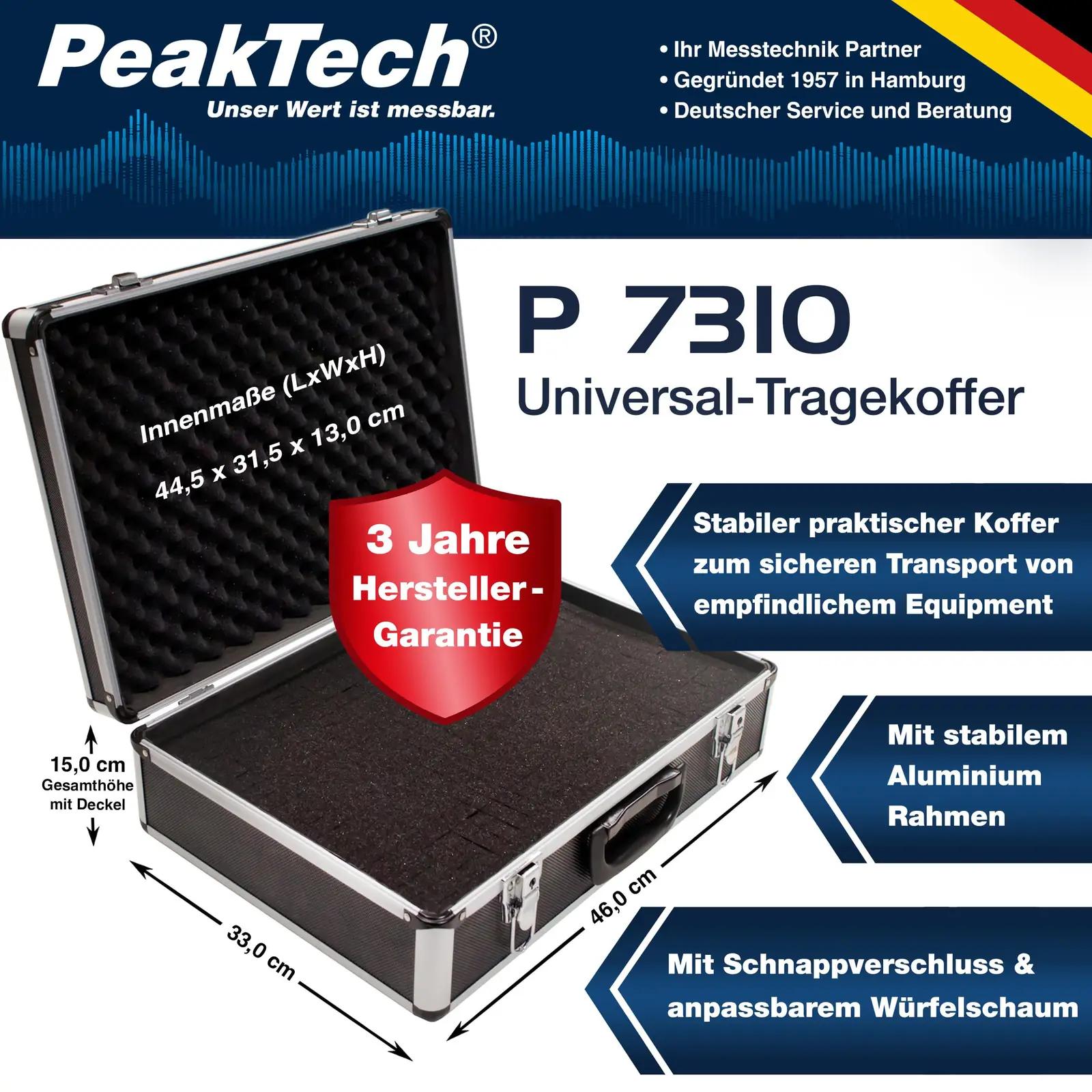 PeakTech kaitsev universalkoffer — veekindel ja korpuslik kaitse – detailne vaade