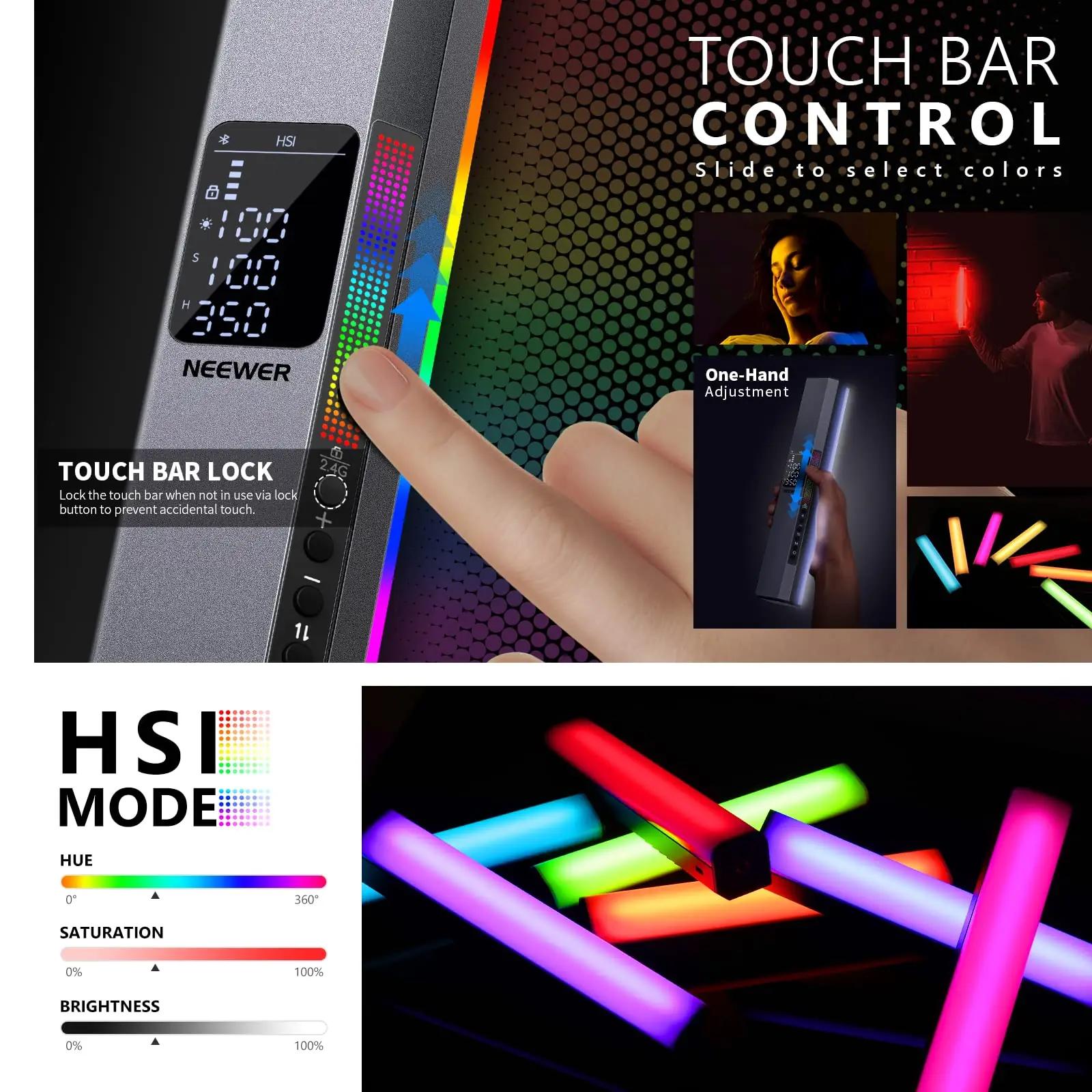 NEEWER metallist RGB valgusstang — reguleeritav heledusega – kasutusnäide