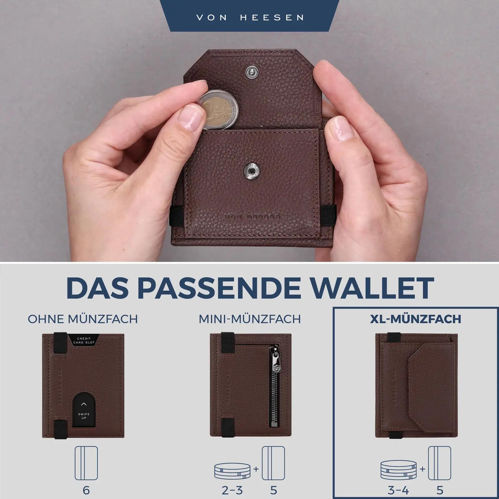 VON HEESEN nahast slim rahakott XL münditaskuga ja RFID – pilt 6