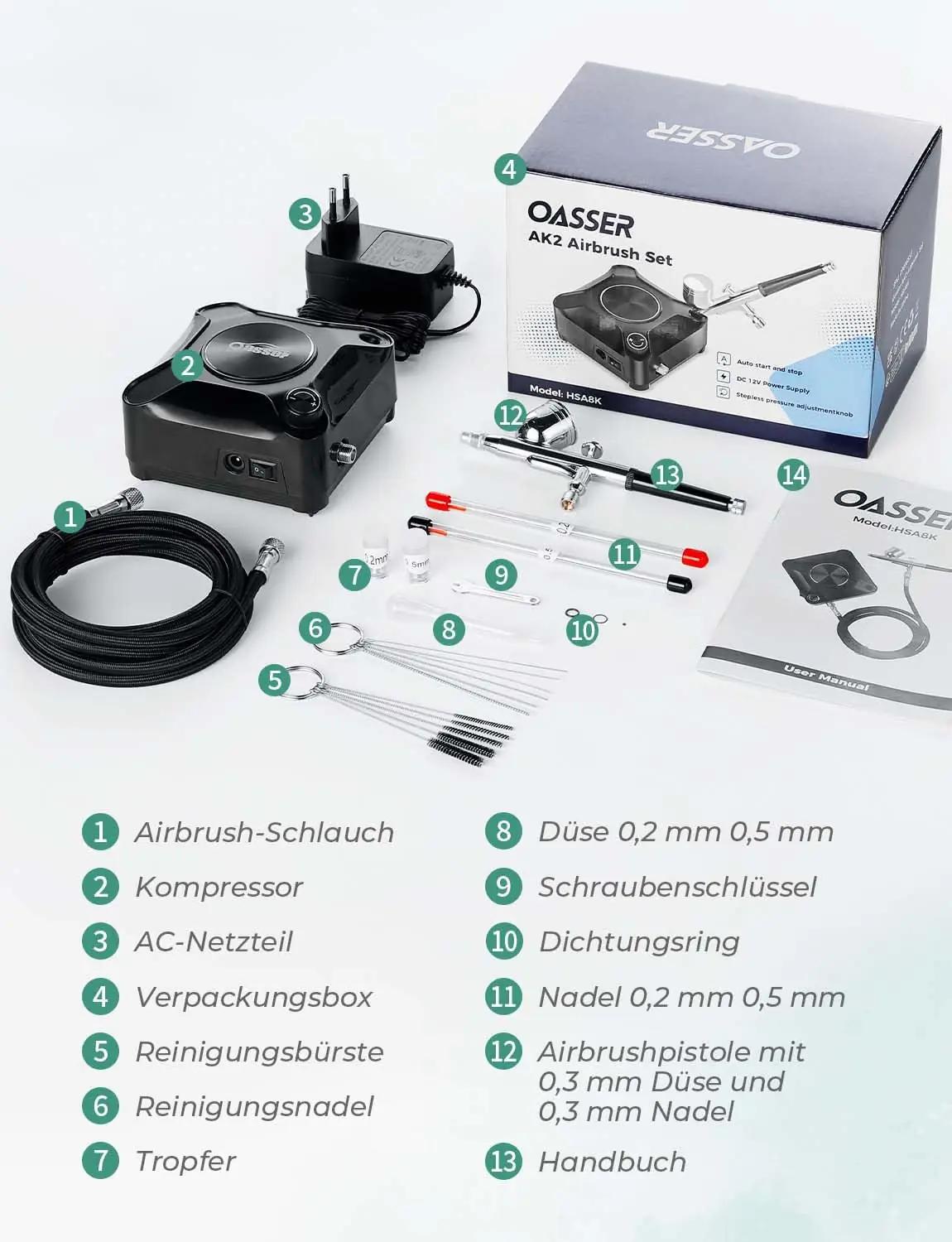 Oasser stiilne airbrush-komplekt – kompressorid – pilt 9
