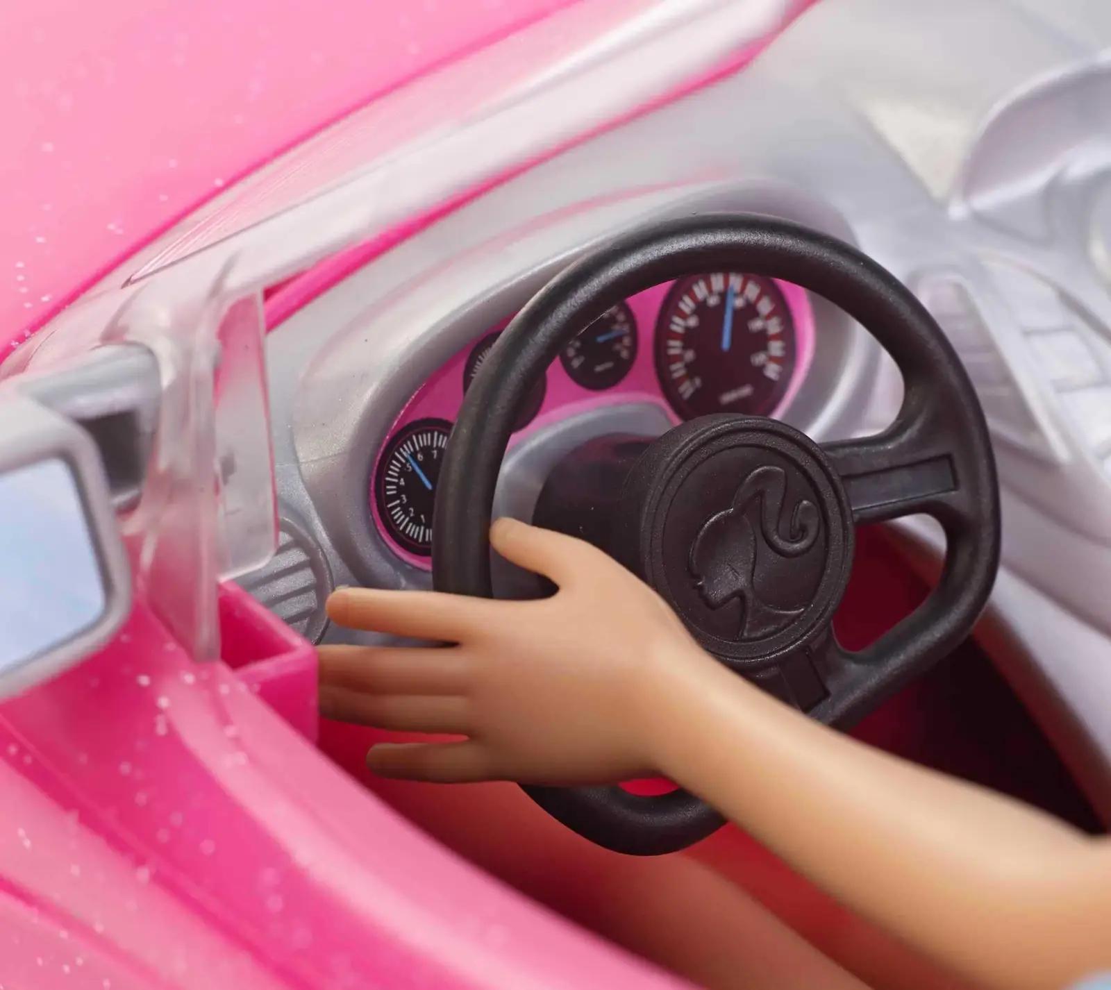 Barbie roosa nukuke ja kabrioga — sädelev mänguauto kingituseks – pakend ja tarvikud