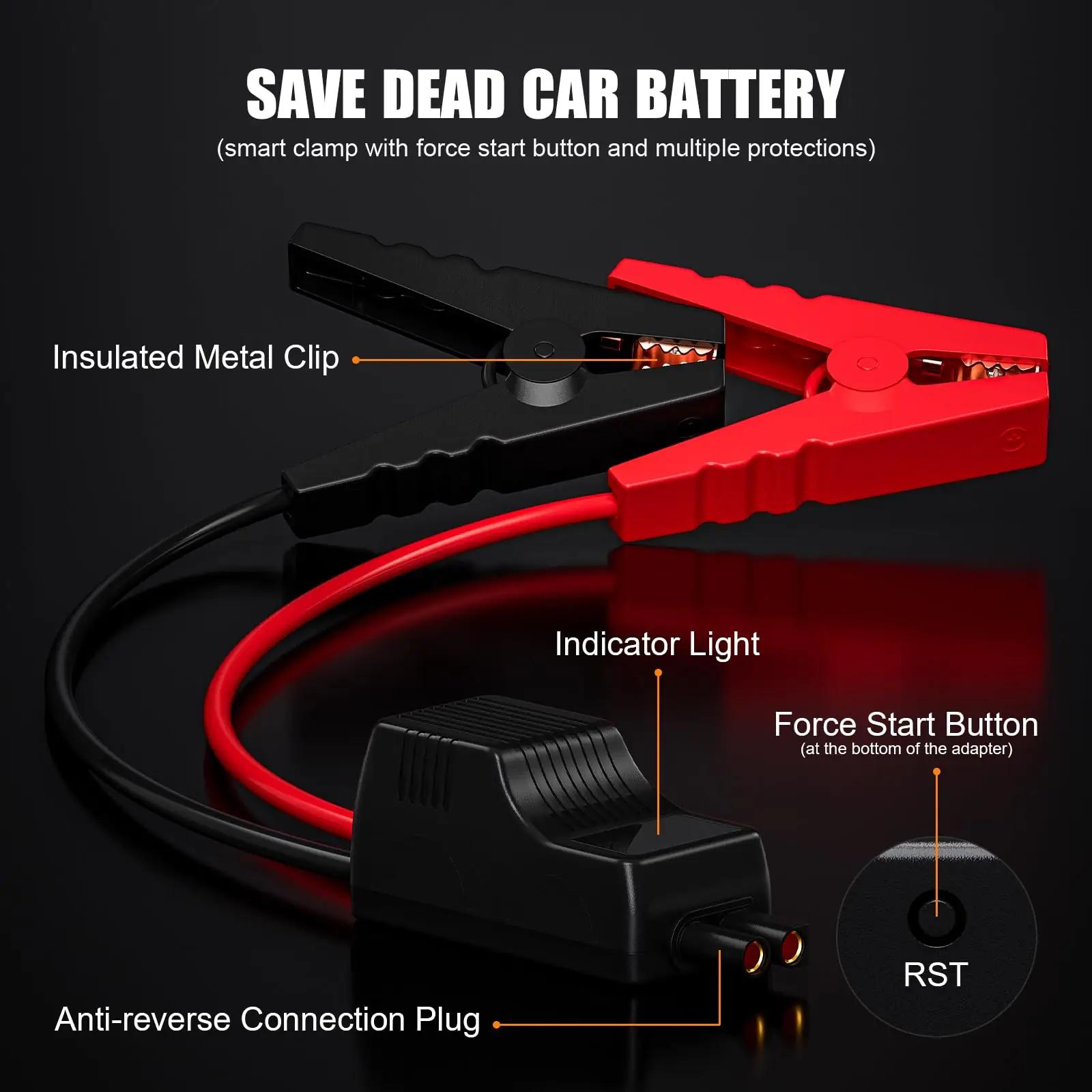 Povasee tugev Starthilfe powerbank – 5000A autoabi ja laadija – pakend ja tarvikud