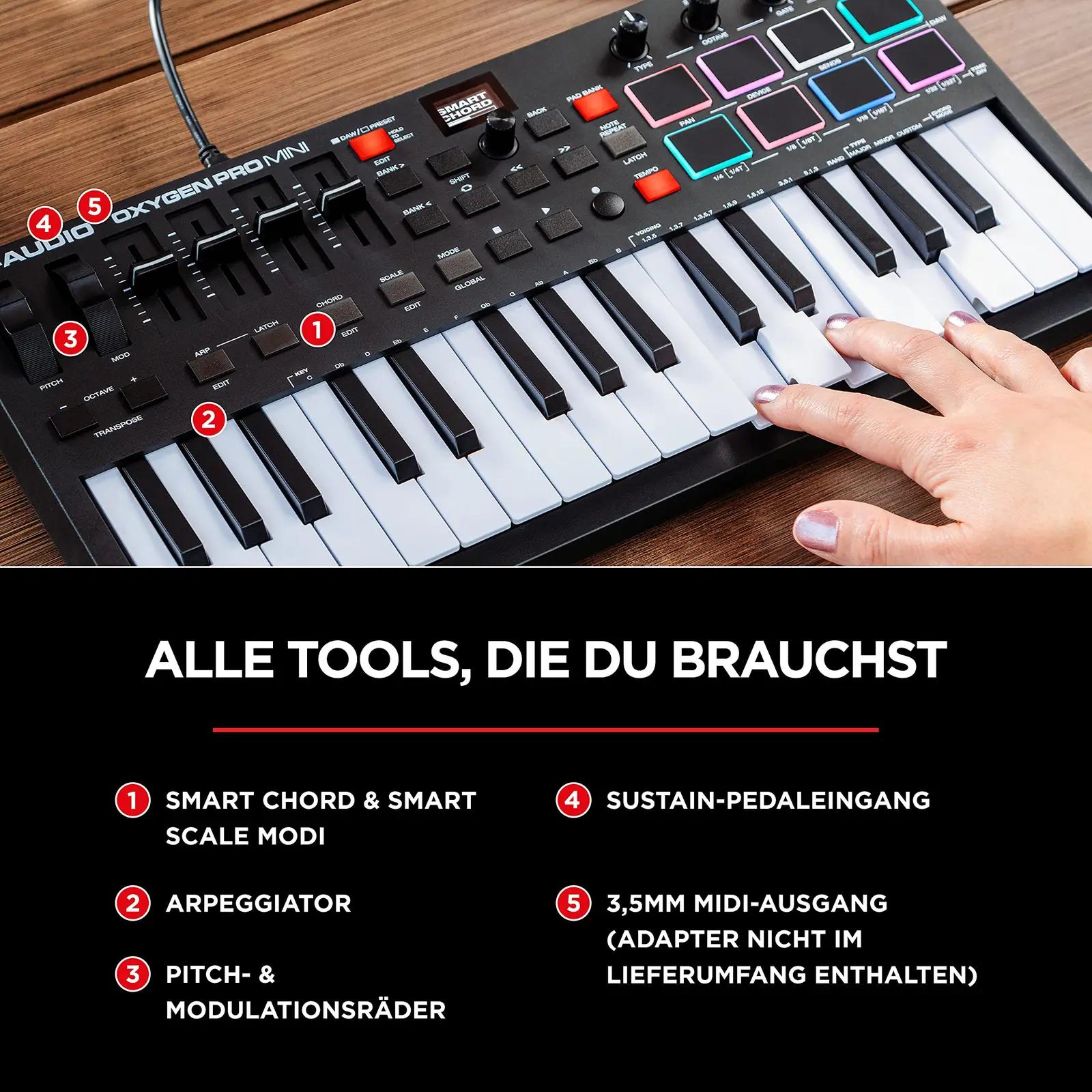 M-AUDIO süsinikmust MIDI-klaviatuur 32 klahviga — kompaktne – pilt 7