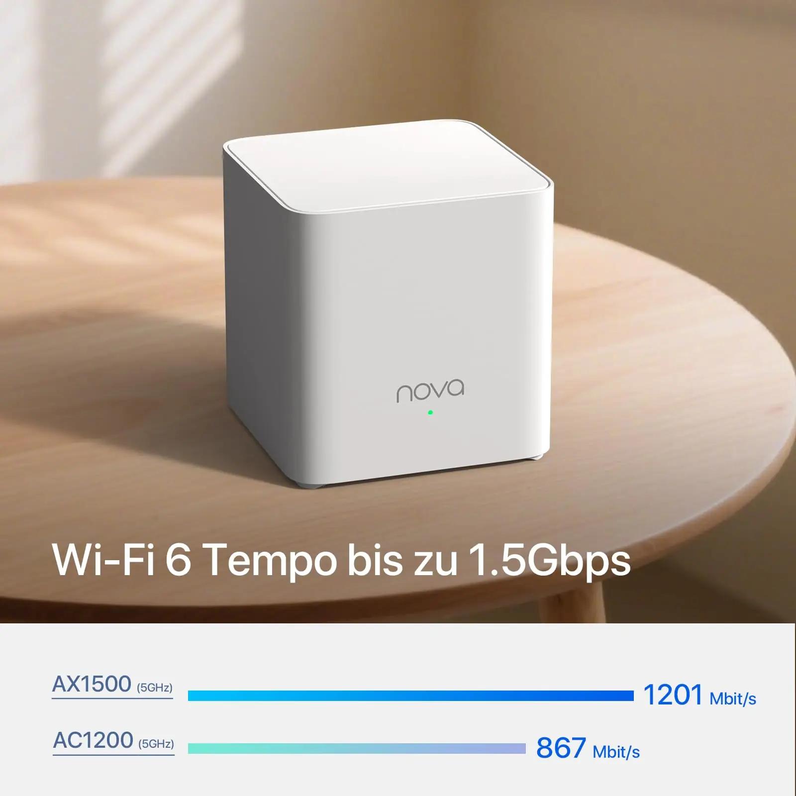 Tenda MX3 kodune mesh-WiFi AX1500 – usalduslik katvus – pakend ja tarvikud