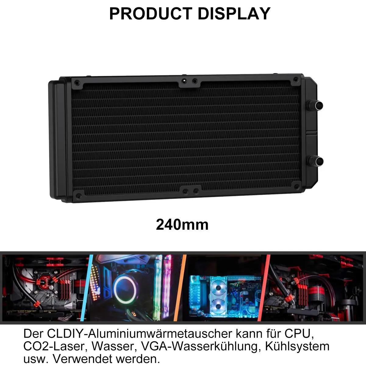 CLDIY alumiiniumist 12-toru veehedel CPU jahutuseks 240 mm – pakend ja tarvikud