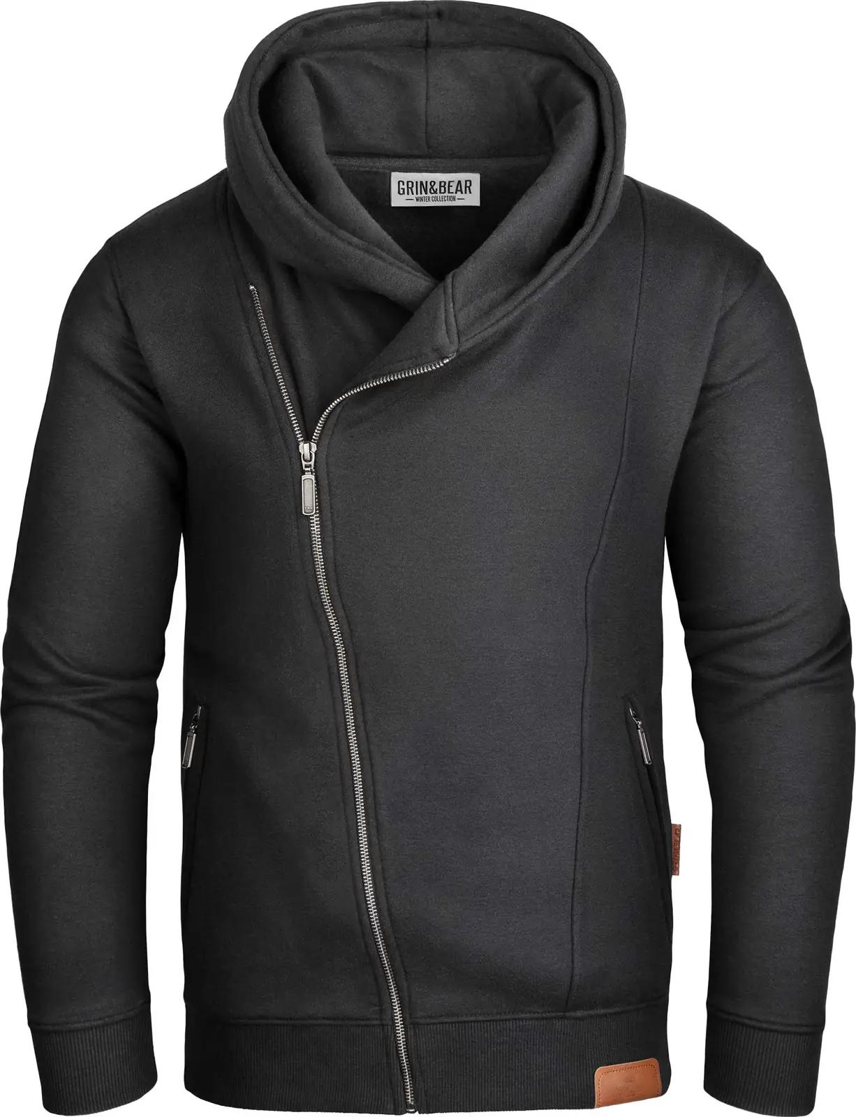 Grin&Bear pehme puuvillane kapuutsiga pusa – stiilne must XL