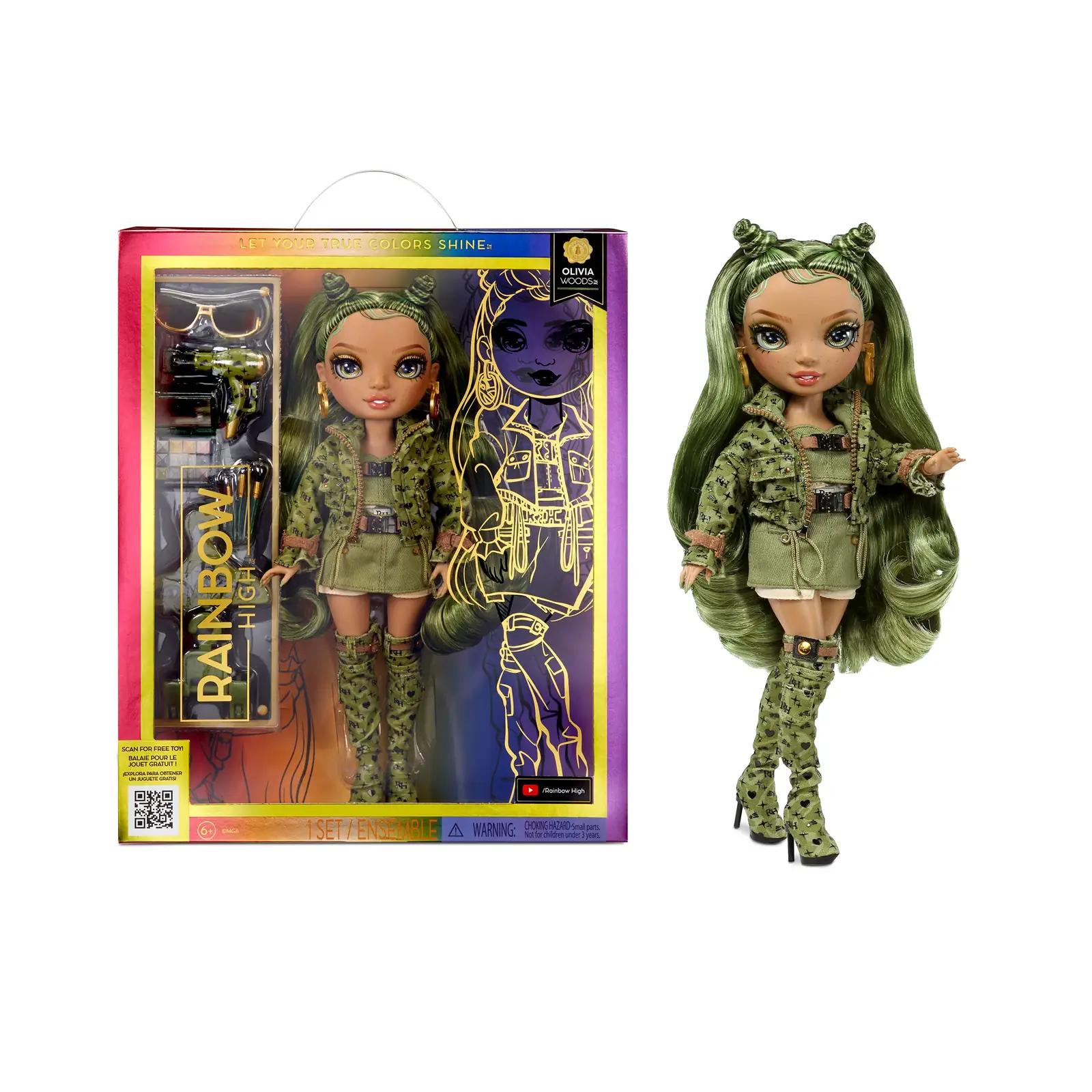 Rainbow High moe-nuku Olivia Woods — camo-roheline komplekt