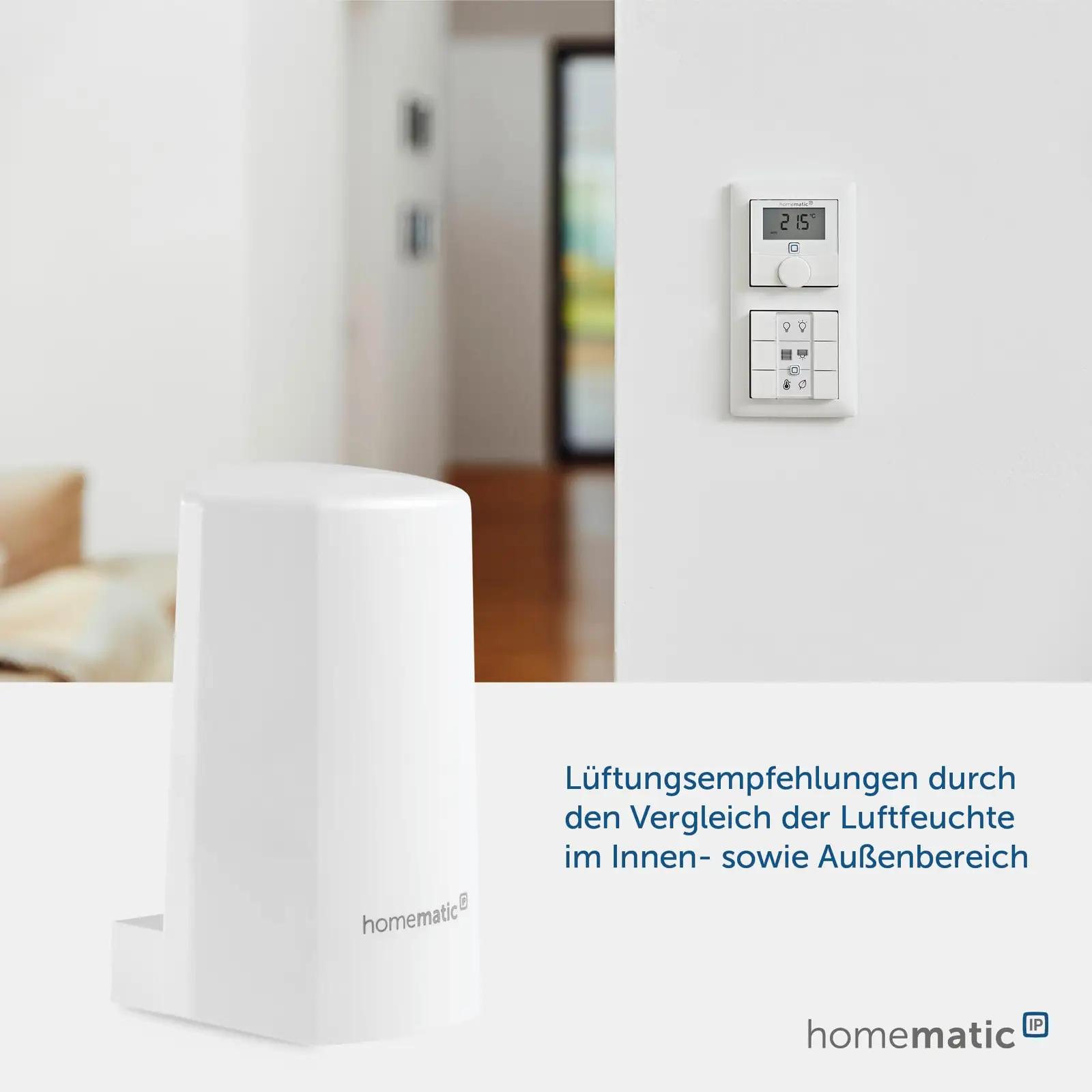 Homematic IP välistingimuste temperatuuri- ja niiskussensor valge – lisavaade
