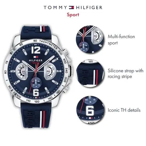 Tommy Hilfiger meeste käekell silikoonrihmaga — mugav stiil – detailne vaade