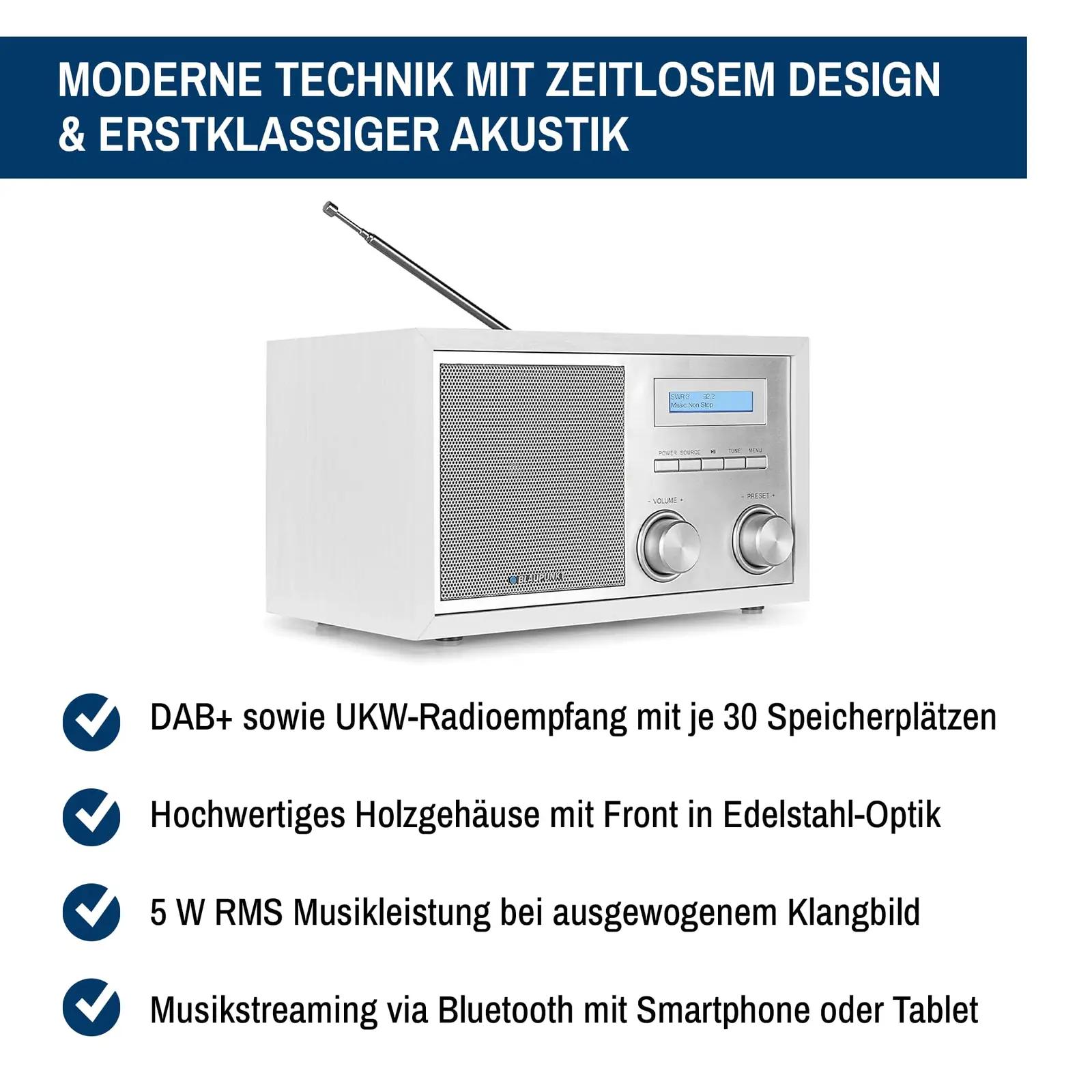 Blaupunkt nostalgiline köögiraadio — DAB+, Bluetooth ja AUX – pakend ja tarvikud