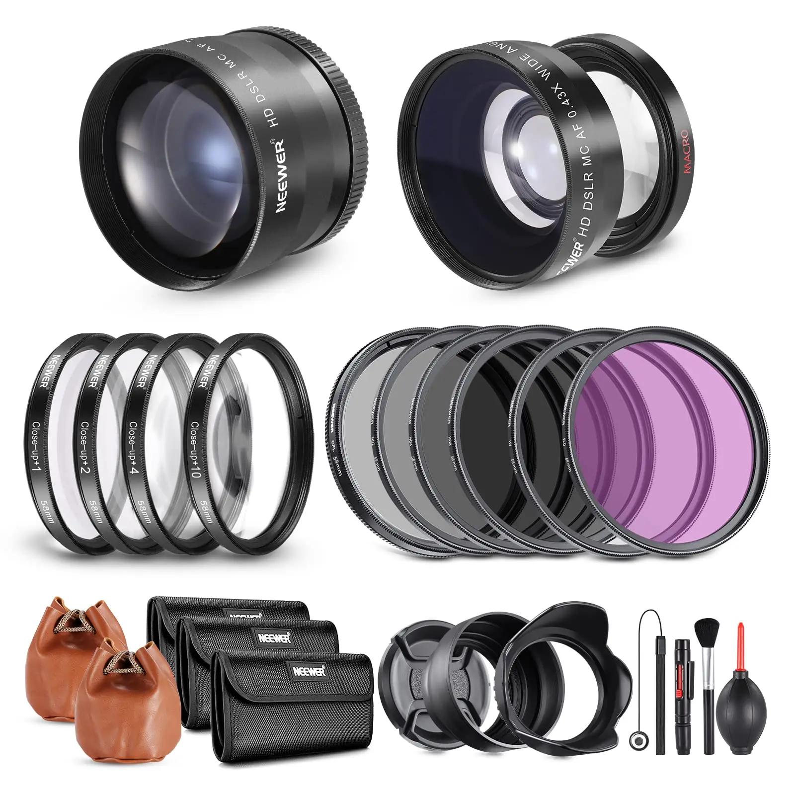 NEEWER alumiinium 58mm filter- ja objektiivikomplekt kingituseks