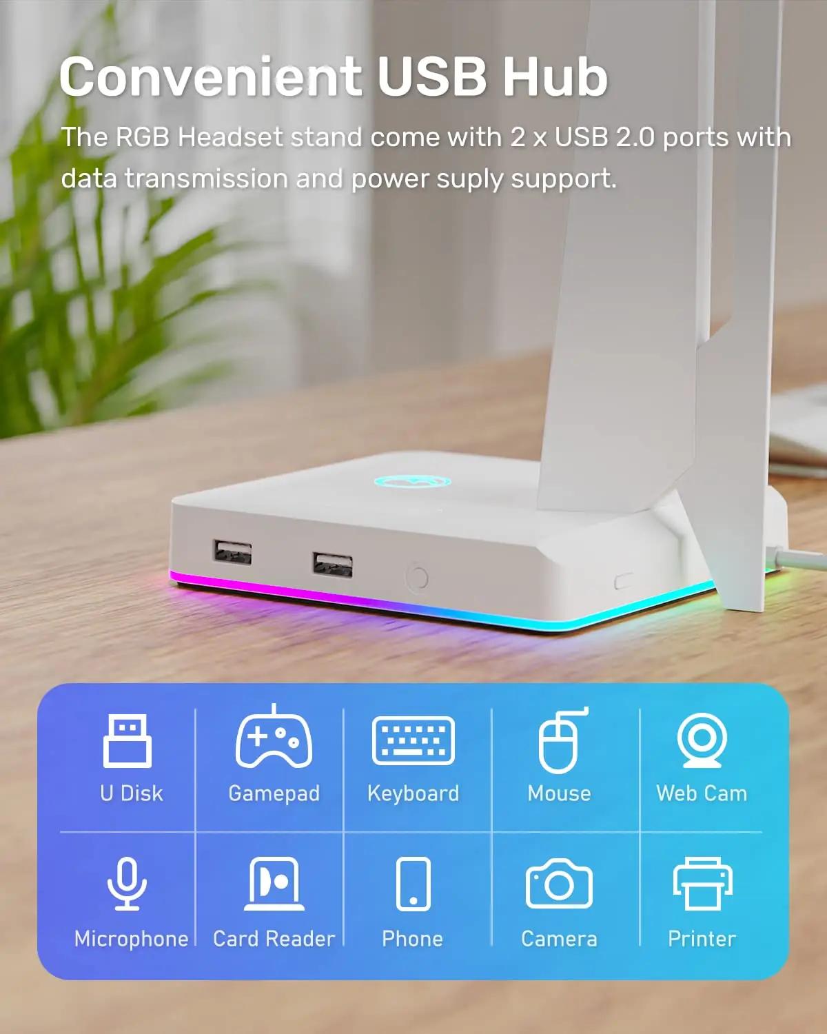 IFYOO pehme kunstnahast peakomplekti hoidja RGB-valgustusega – kasutusnäide