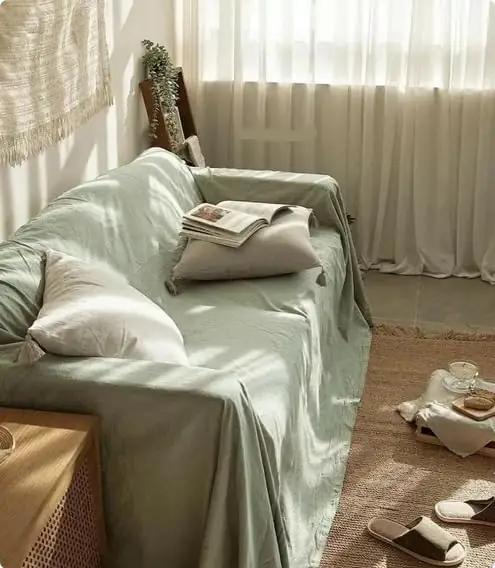 L’EMPORIO CASA vastupidav lina-bombusvooditekikate – roheline – detailne vaade