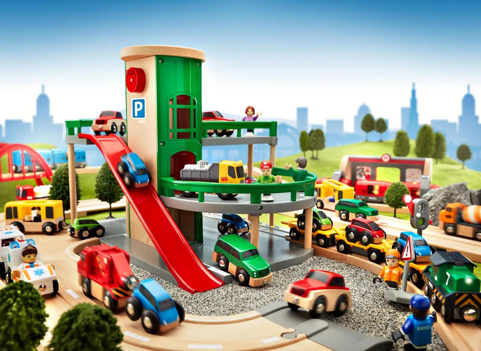 BRIO puidust parkla ja tee- ning raudteekomplekt lapse mänguks – pilt 7
