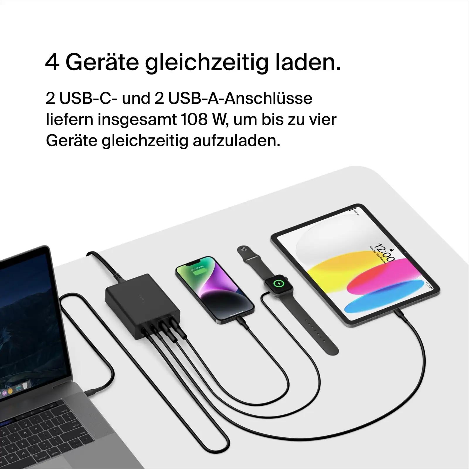 Belkin kiire 108W GaN laadija mitme seadme laadimiseks – pakend ja tarvikud