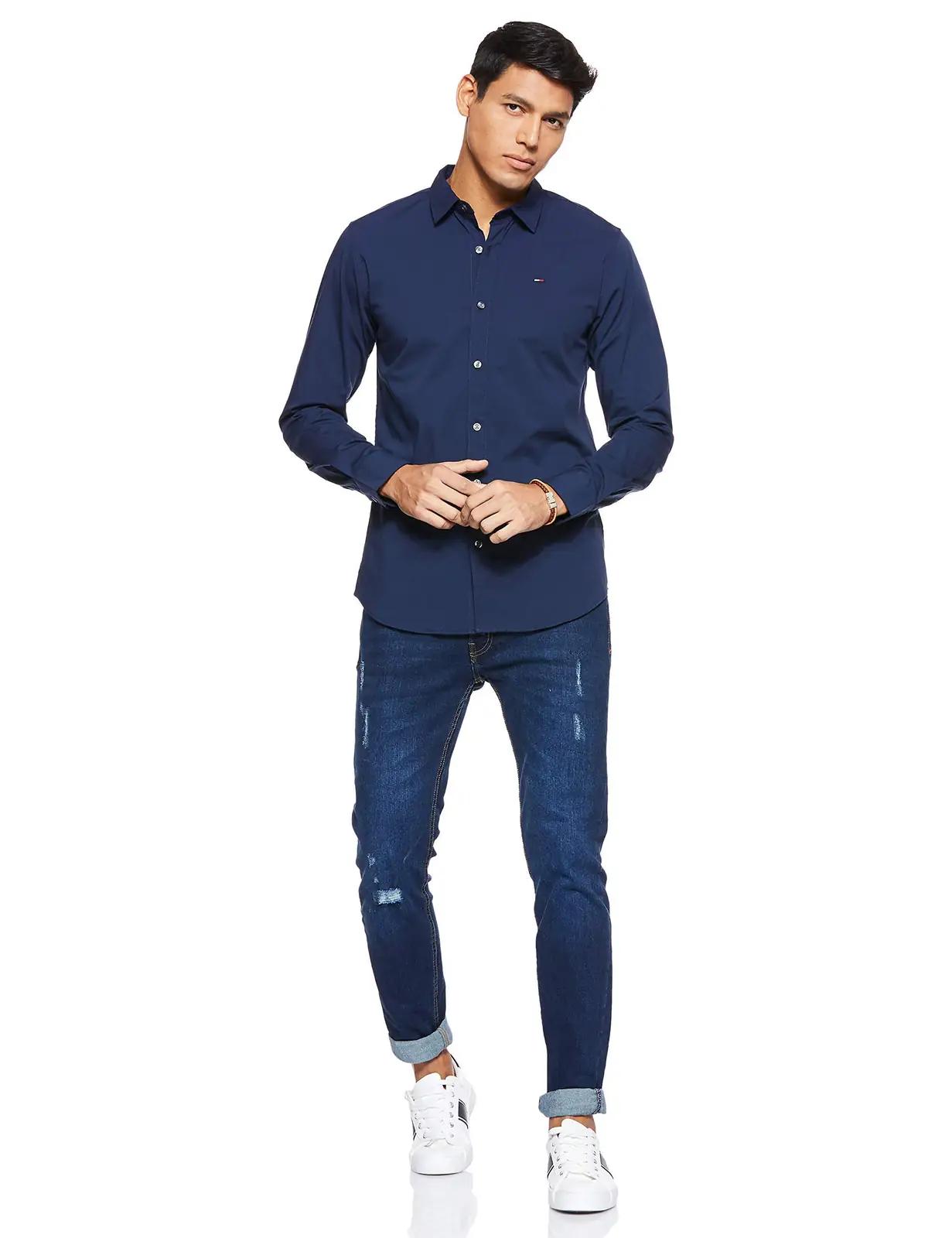 Tommy Jeans puuvillane meeste särk – peen slim fit stiil – lisavaade