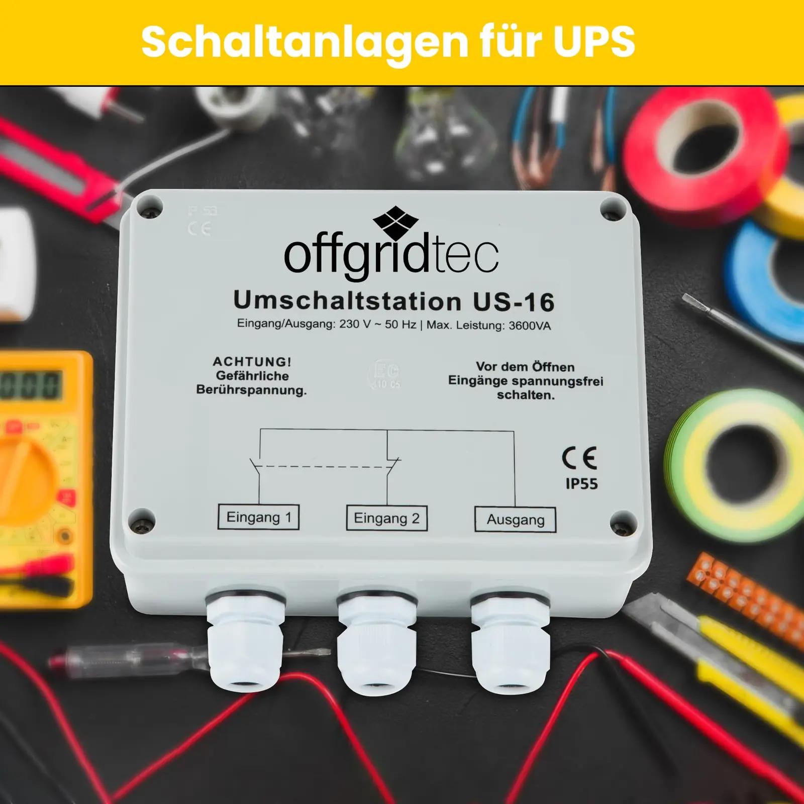 Offgridtec vaheldusjaam kodusele UPS-ühendusele 16A 3600W – detailne vaade