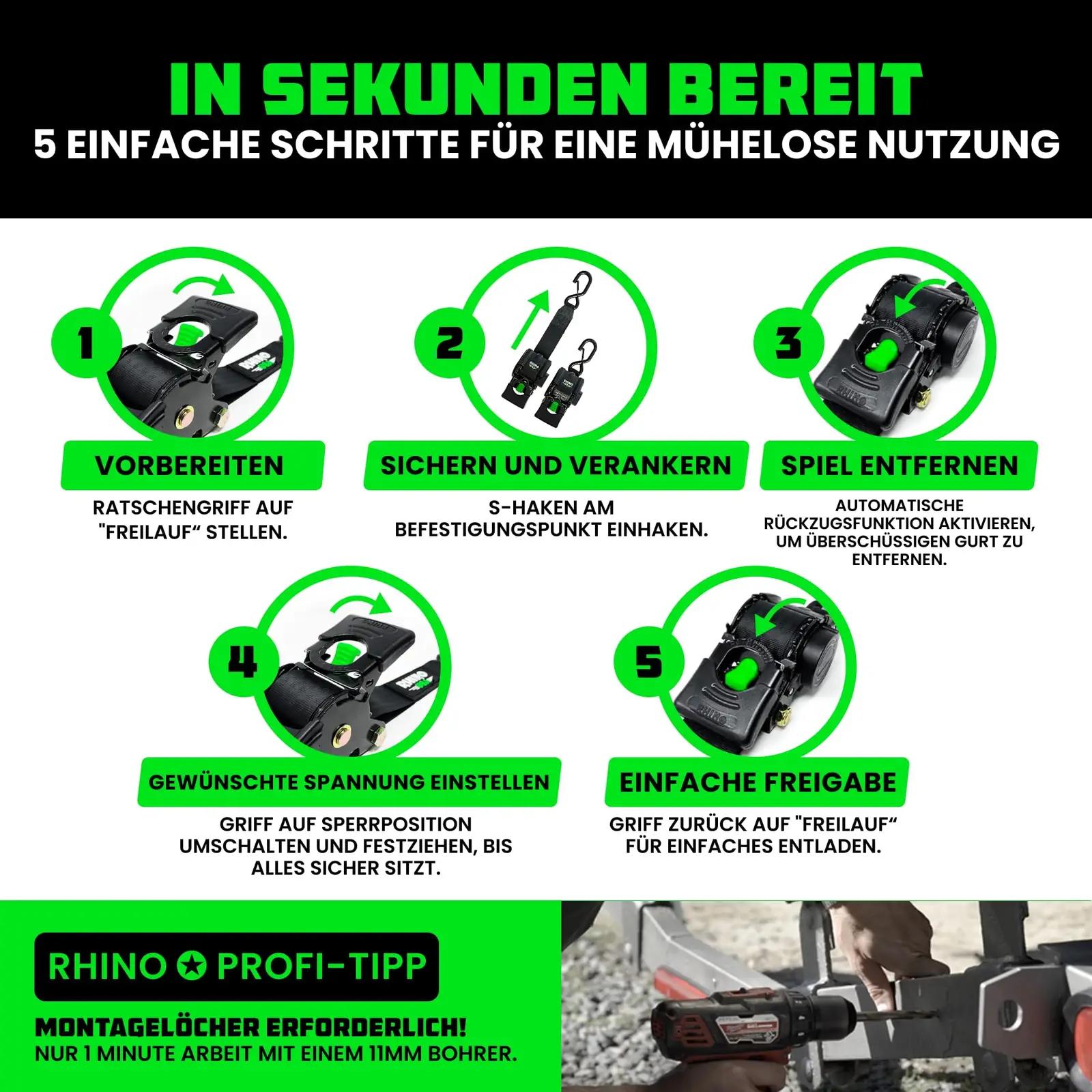 Rhino USA tugev terasrihmad paadiveoks — vastupidav 5cm x1,1m – lisavaade