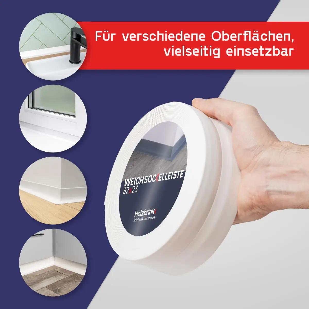 HOLZBRINK PVC-ripats charm 25 m pehme liist valge – pakend ja tarvikud