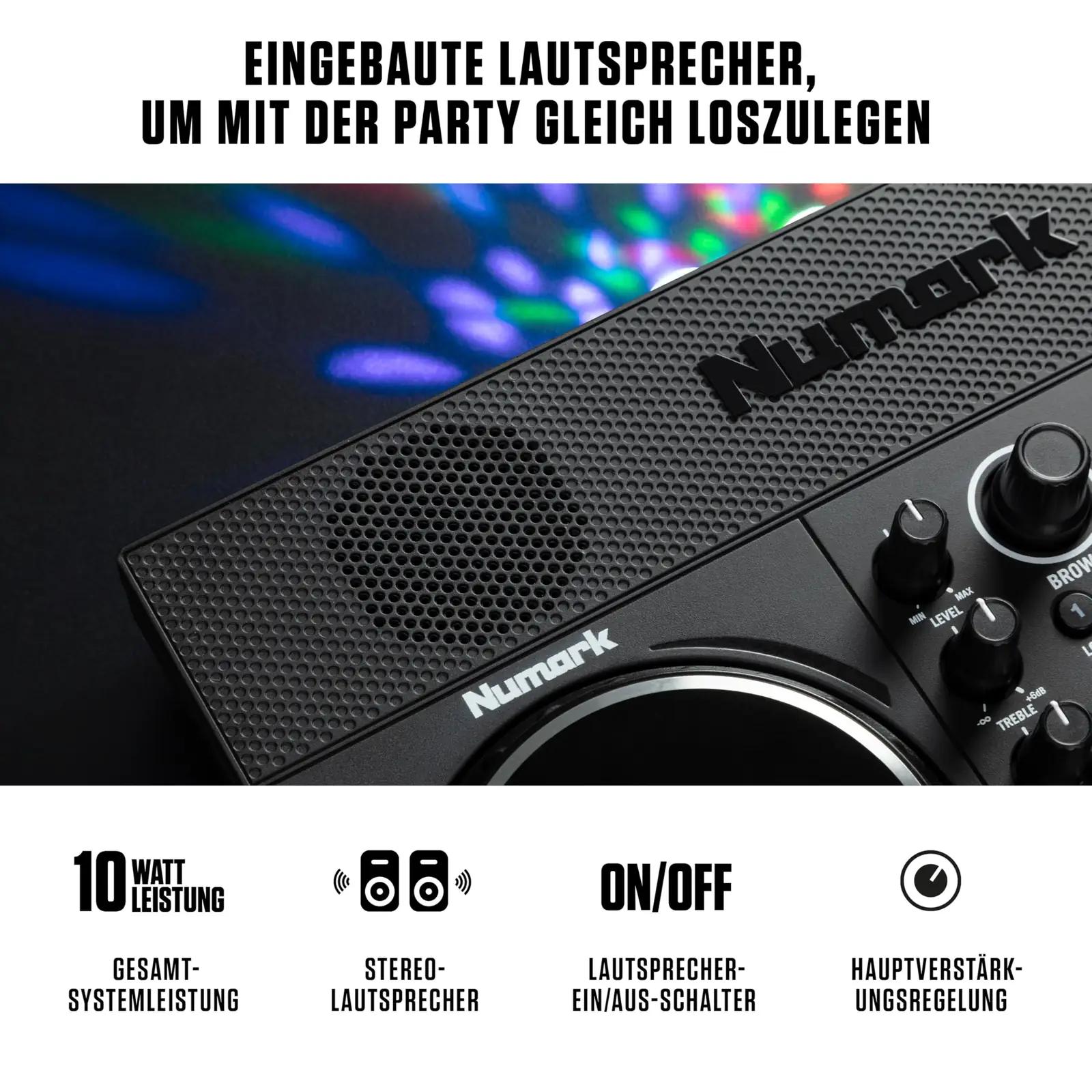Numark Party Mix Live — kaasaskantav DJ-komplekt pidudeks ja – pakend ja tarvikud