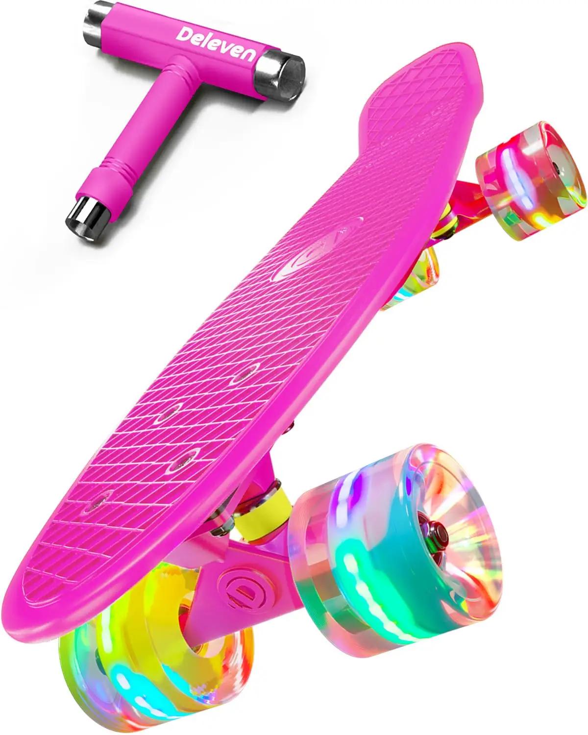 D Deleven plastskateboard LED-ratastega – lõbus ja turvaline