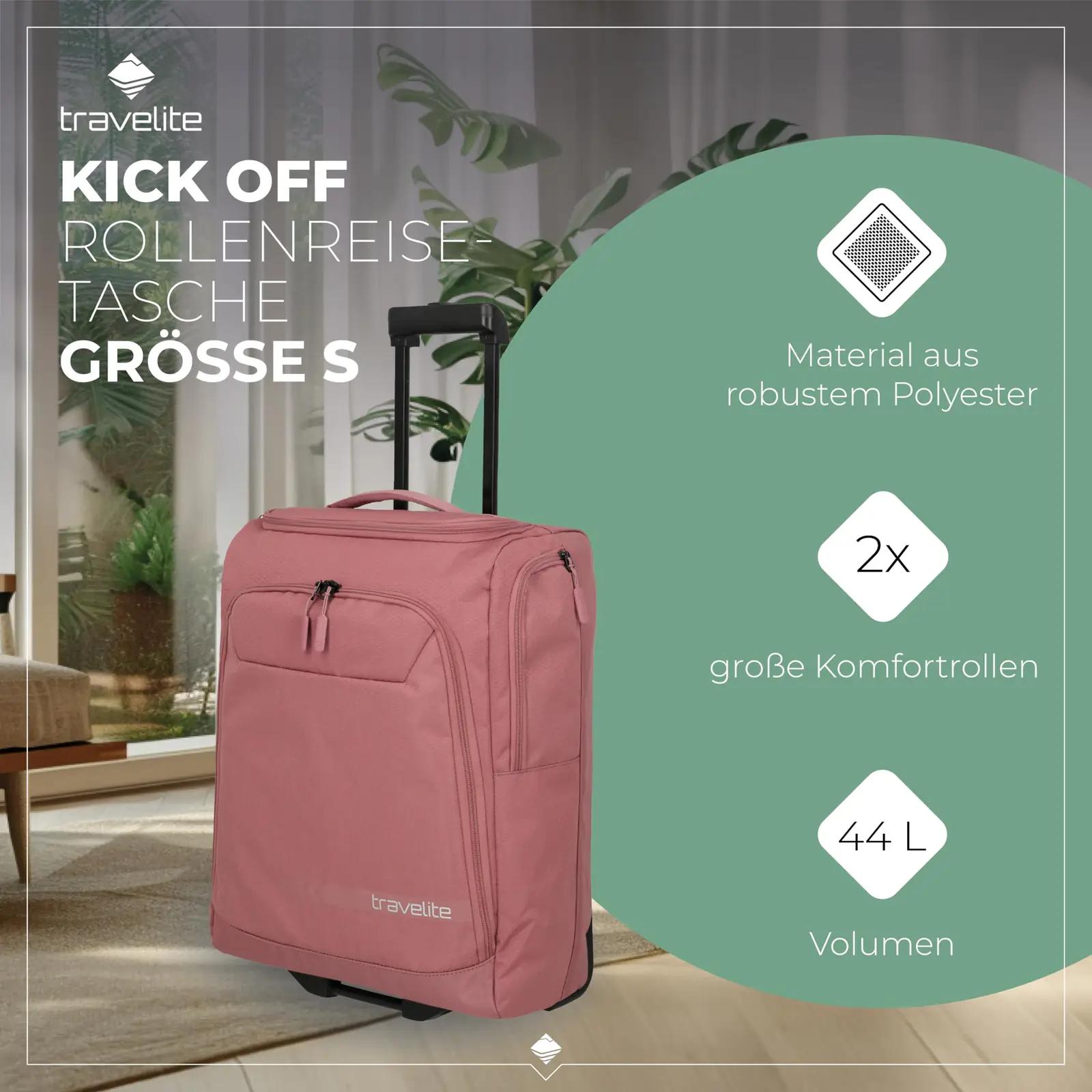 Travelite roosa trolley-reisikott 55 cm – kerge ja praktiline – detailne vaade