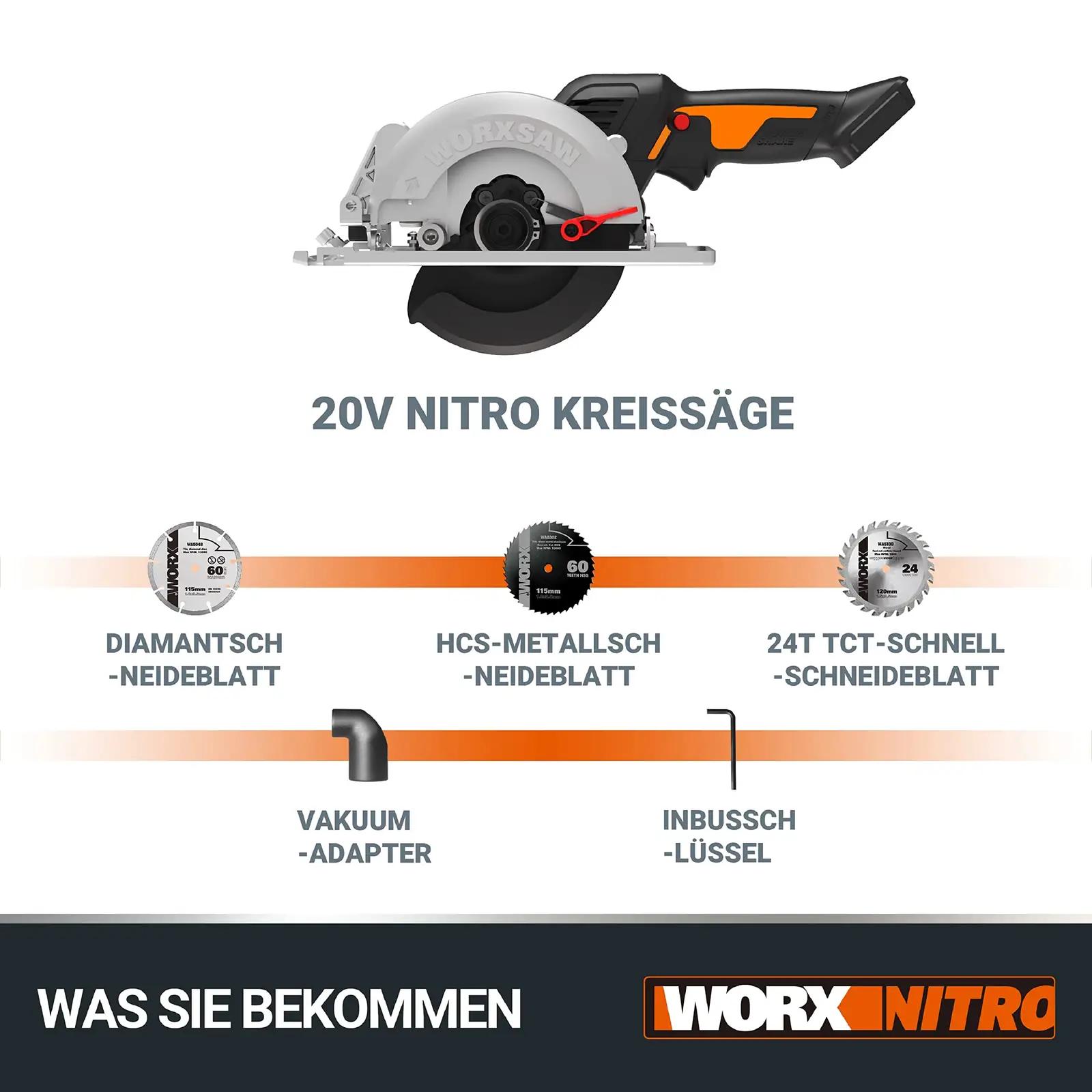 WORX tugev 20V akukettasaag WX531.9 — mitmekülgne lõikaja – pilt 6