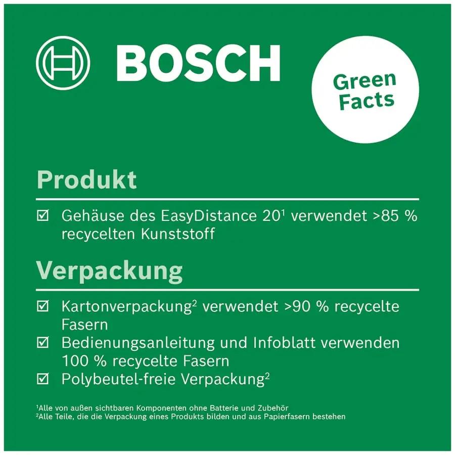 Bosch täpne metallist lasermõõtur EasyDistance 20 — taskuformaat – pakend ja tarvikud
