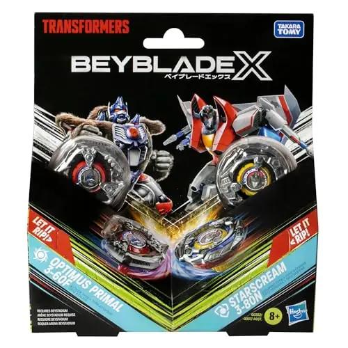 Beyblade kollektsioonne plastmäng Optimus Primal vs Starscream – pakend ja tarvikud