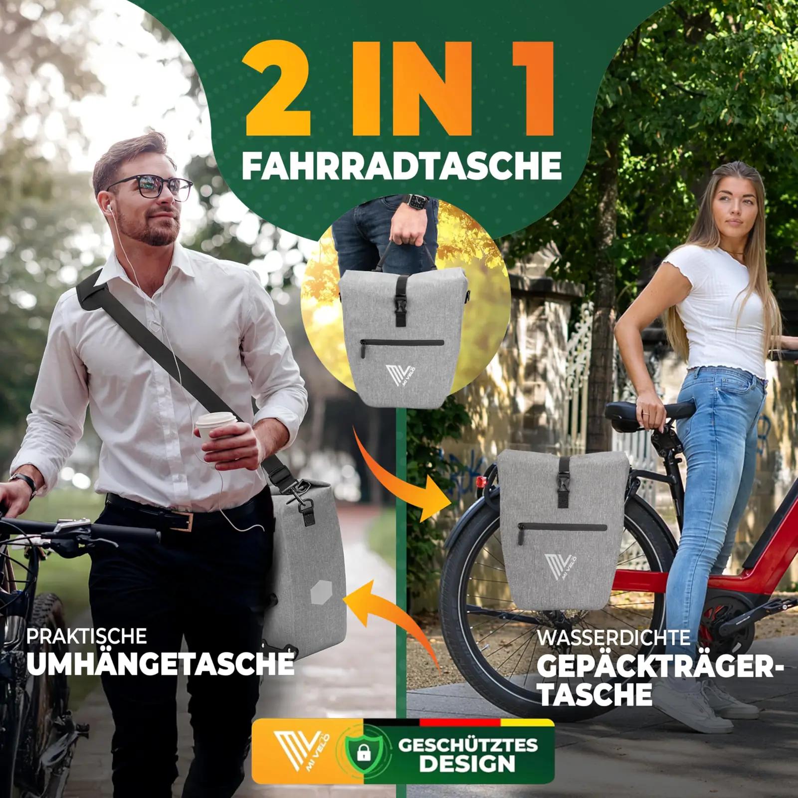 MIVELO veekindel 2in1 jalgratta-kott 25L sülearuvutile sobiv – detailne vaade