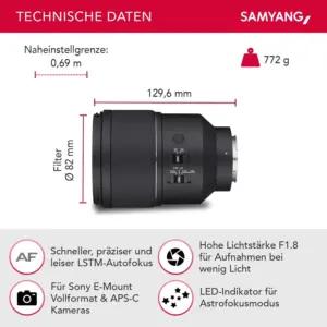 SAMYANG F1215106101 süstemikaamera objektiivid – detailne lähivaade