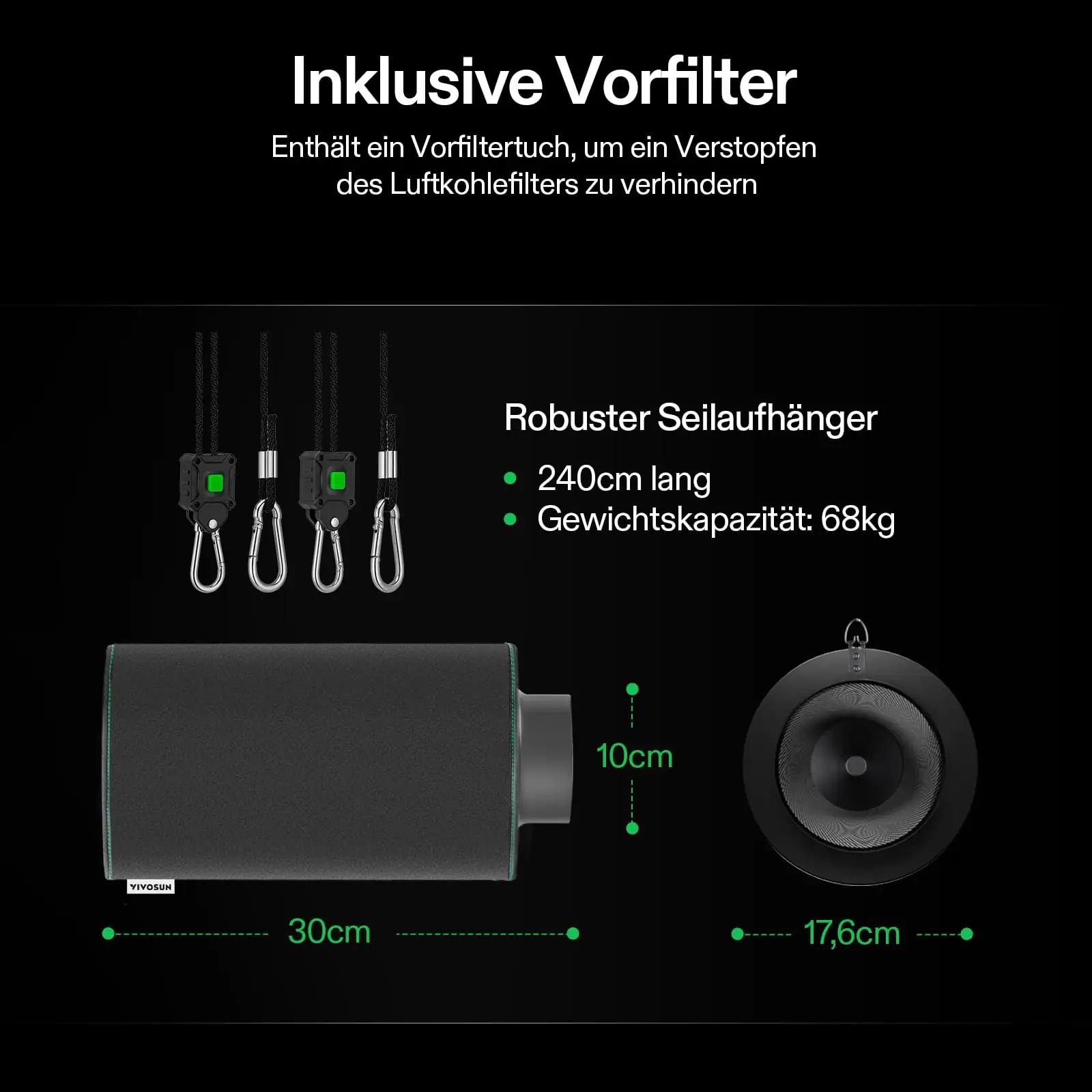 VIVOSUN aktiivsöefilter 100 mm – lõhnakontroll kasvukabiinis – pilt 6