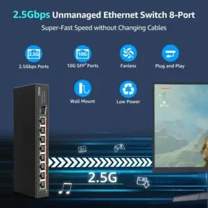 YuanLey 9 Port | 8x2500Mbps+1x10G SFP arvutid ja tarvikud – detailne lähivaade