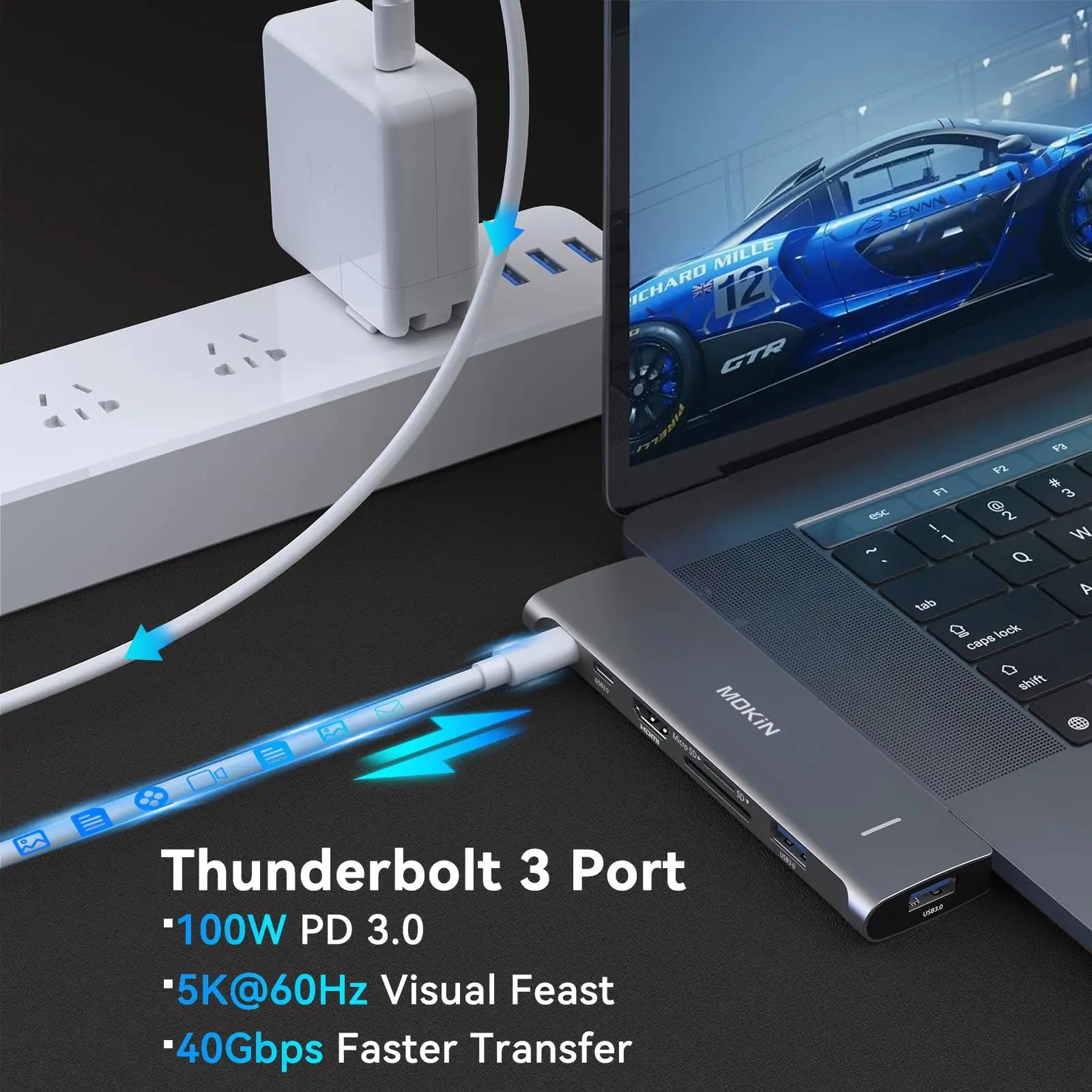 MOKiN alumiiniumist USB-C adapter – 7-in-1 mugavus sülearvutile – kasutusnäide