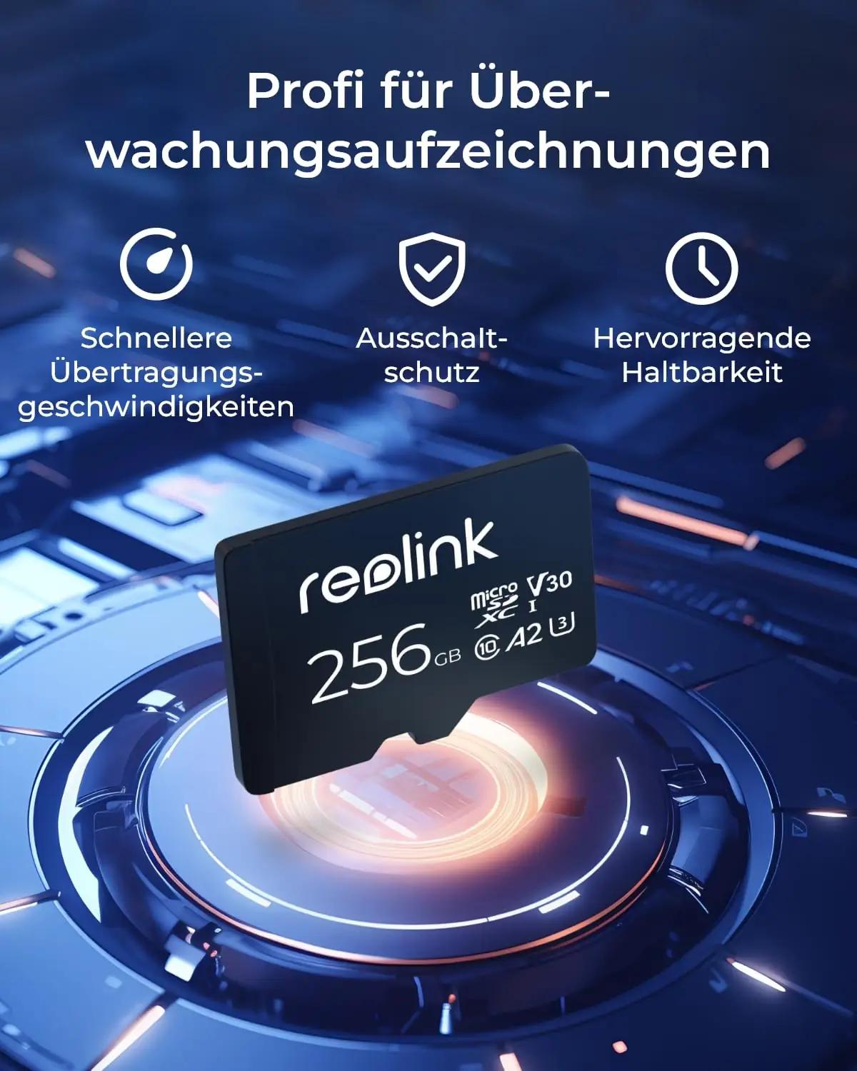 Reolink microSDXC 256 GB – vastupidav salvestus koduvalveks – pakend ja tarvikud
