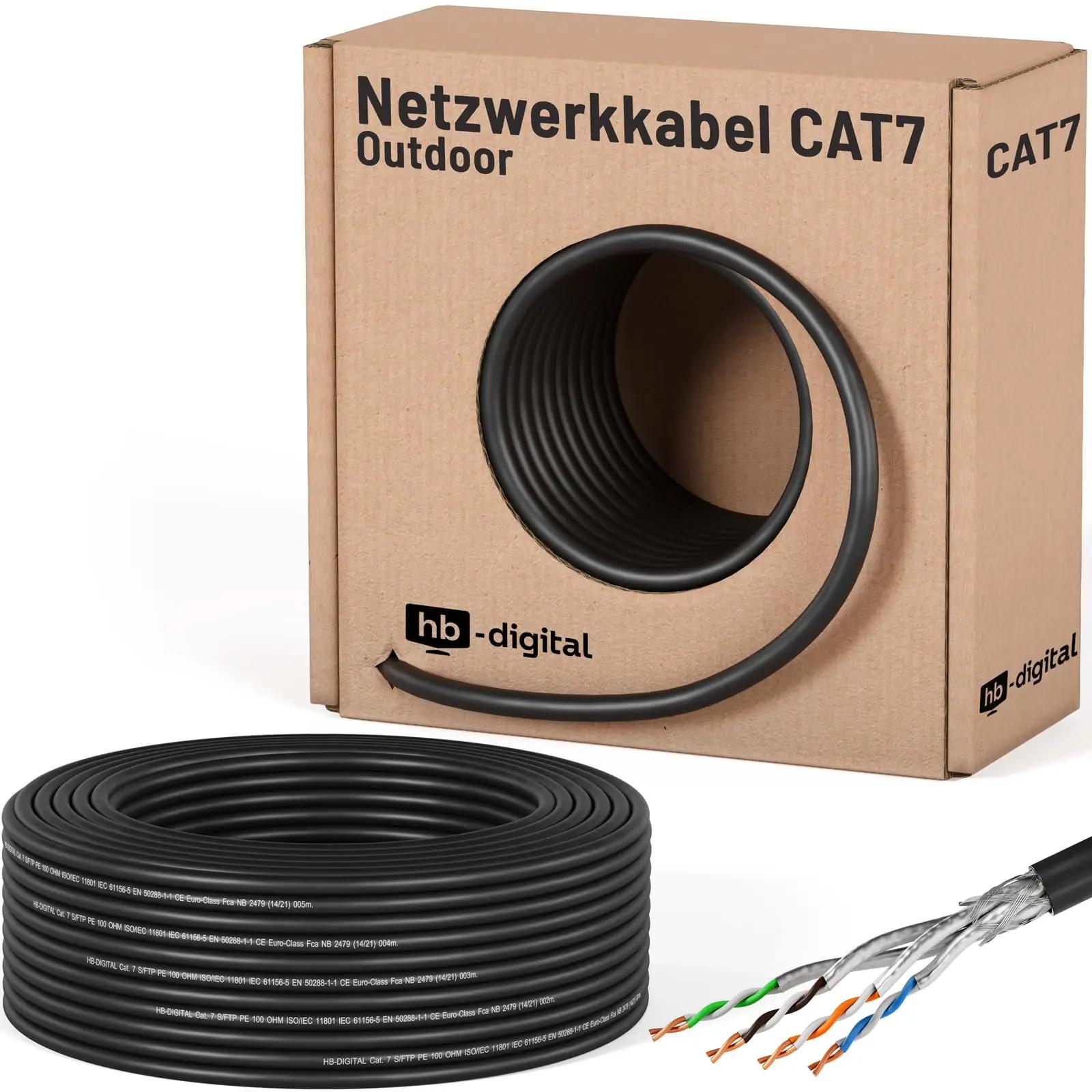HB-DIGITAL ilmastikukindel 50m Cat7 kaabel – kõrge jõudlus