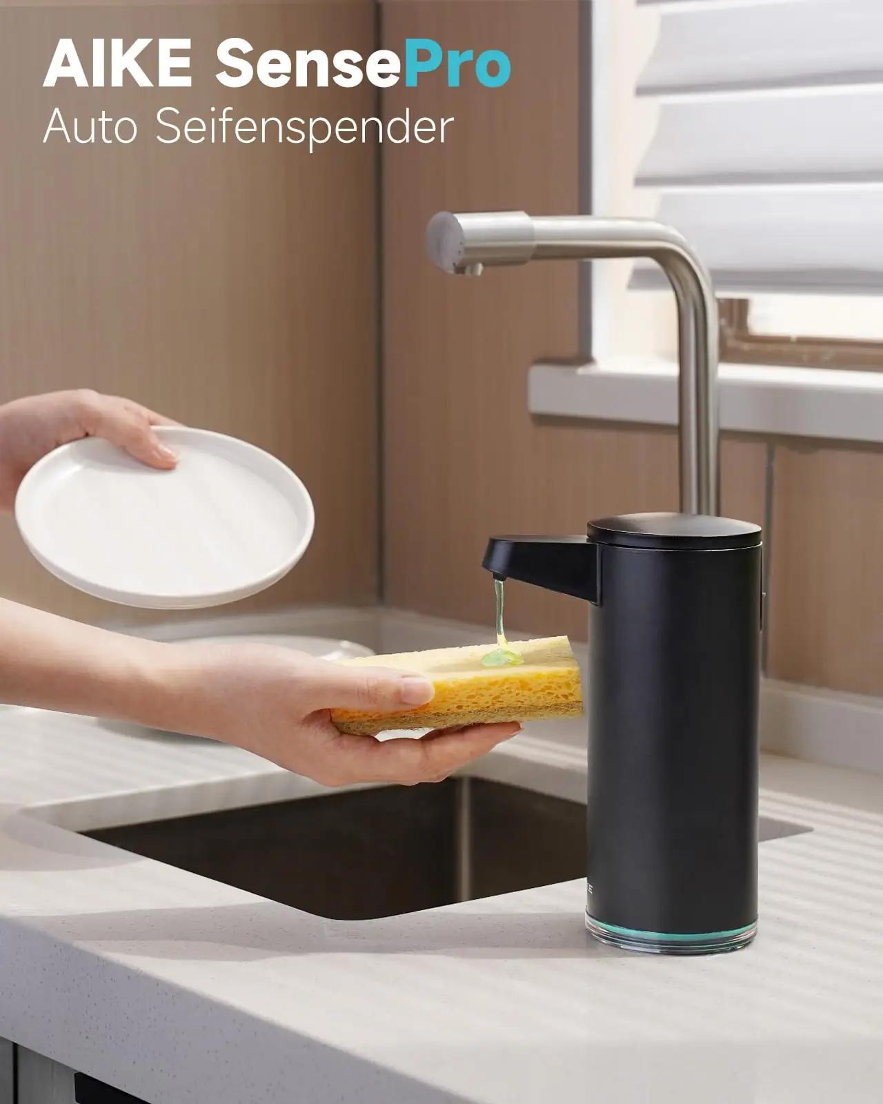 AIKE roostevaba automaatne seebidosaator — USB-C laetav 380ml – kasutusnäide