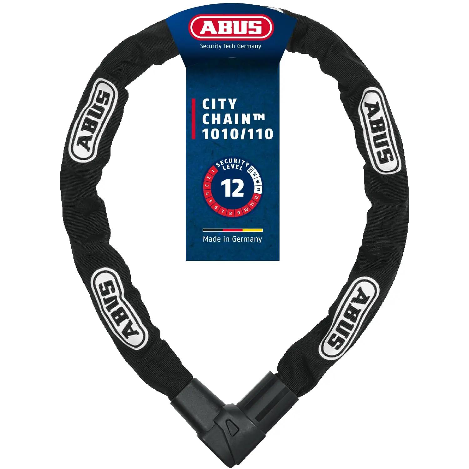 ABUS tugev kettlukk CityChain 110 cm — turvaline jalgrattalukk