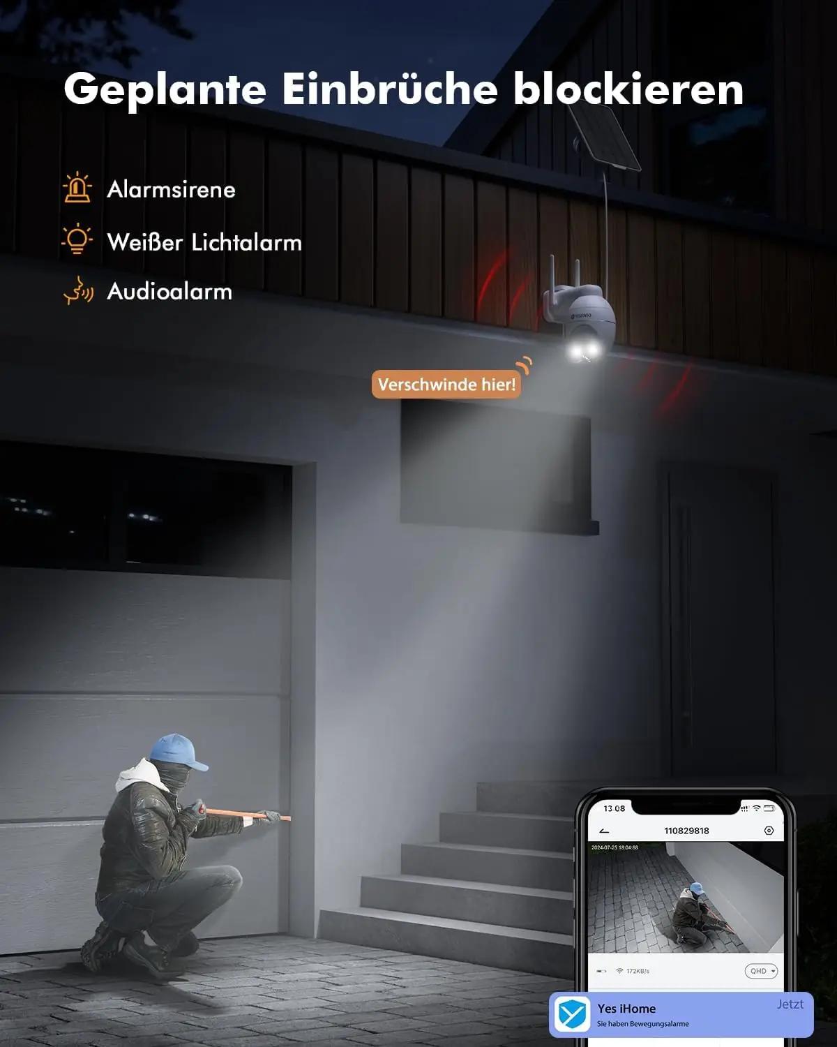 YESKANO väliskaamera solariga — 2K PTZ turvalahendus – lisavaade