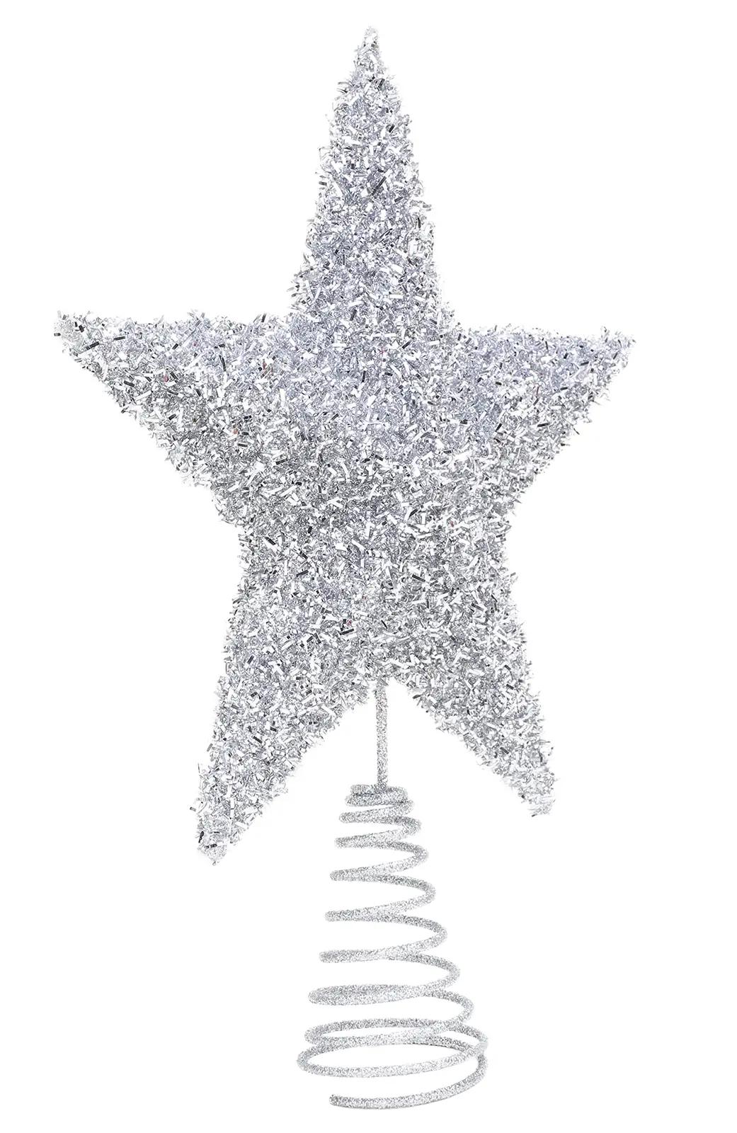 Christmas Concepts hõbedane 28 cm kuuseotsakroon — elegantne – kasutusnäide