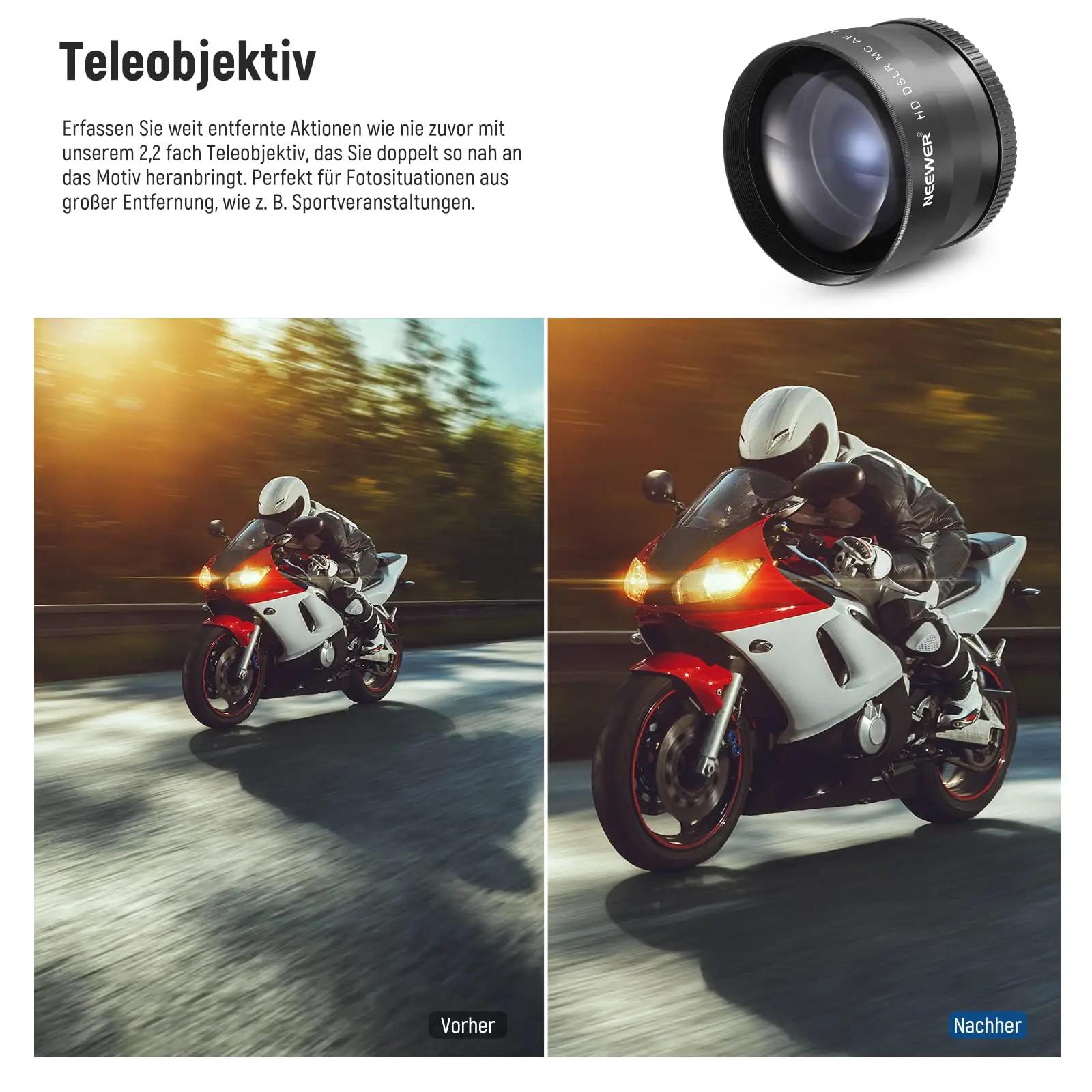 NEEWER alumiinium 58mm filter- ja objektiivikomplekt kingituseks – pakend ja tarvikud
