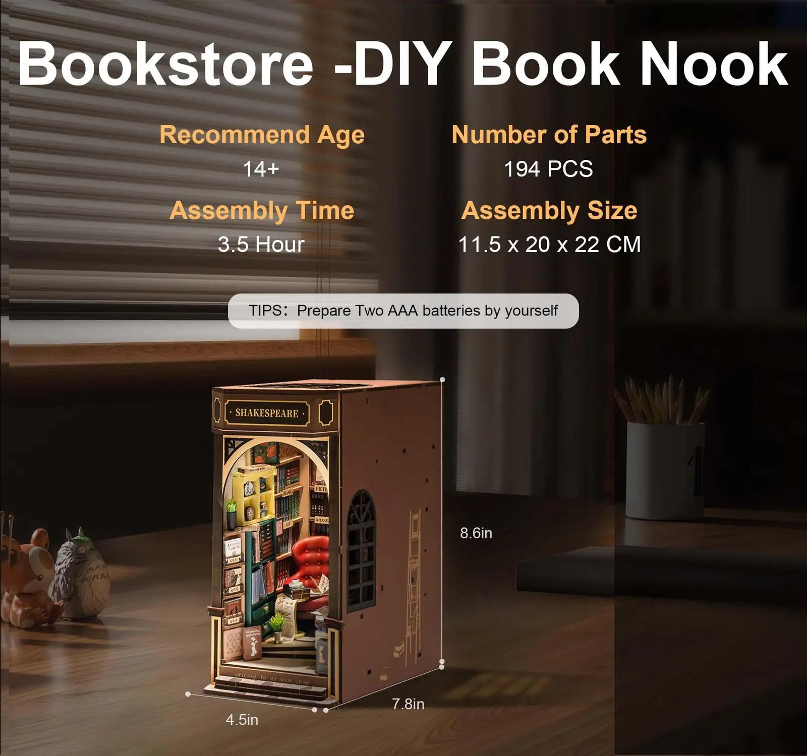 rowood puidust Book Nook – raamaturiiuli miniatüür kingitus – lisavaade