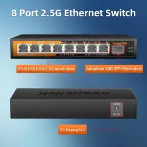 keepLiNK 8 Port 2.5G Switch arvutid ja tarvikud – detailne lähivaade